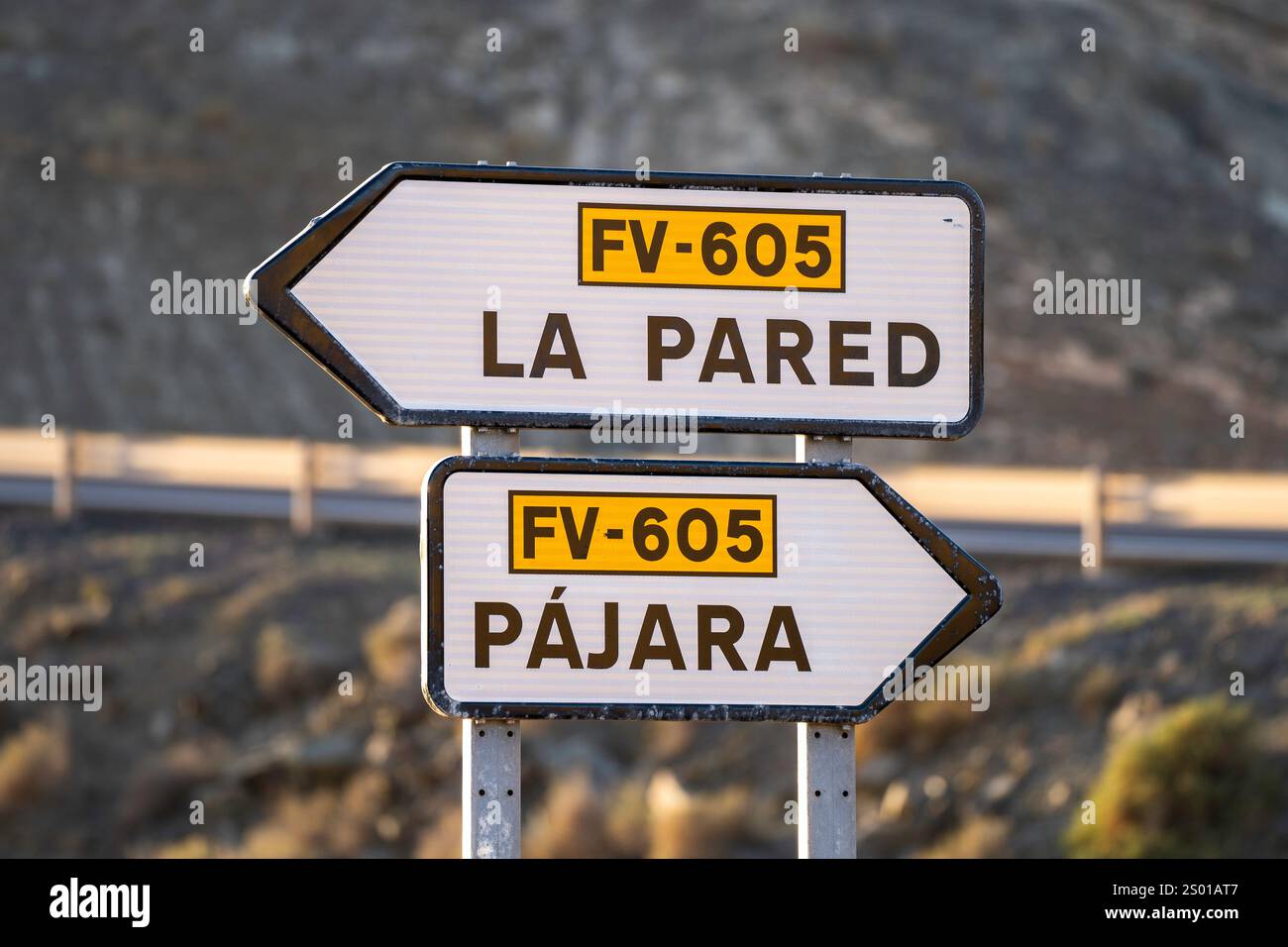 Panneau routier FV-605 LA PARED - Pájara, Fuerteventura, Îles Canaries Banque D'Images