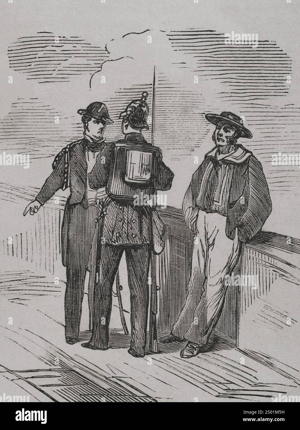 Guerre franco-prussienne (1870-1871). Marins de l'escadron prussien. Gravure. Historia de la Guerra de Francia y Prusia (histoire de la guerre entre la France et la Prusse). Volume I. publié à Barcelone, 1870. Banque D'Images