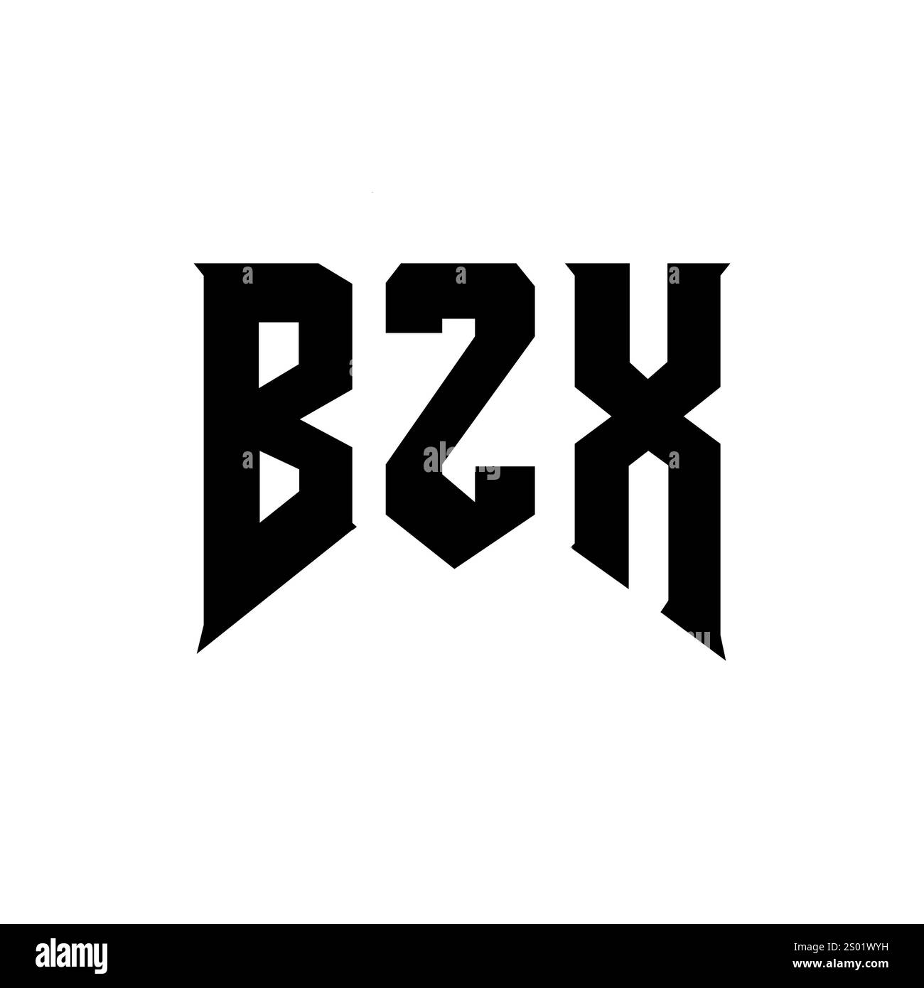 Conception de logo de lettre BZX pour la société de technologie. Combinaison de couleurs noir et blanc de conception de logo BZX. Logo BZX, vecteur BZX, design BZX, icône BZX, alph BZX Illustration de Vecteur