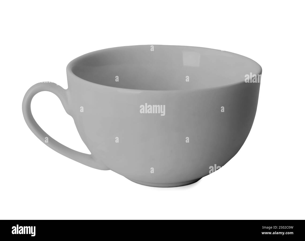 Tasse grise vierge isolée sur blanc. Maquette pour le design Banque D'Images