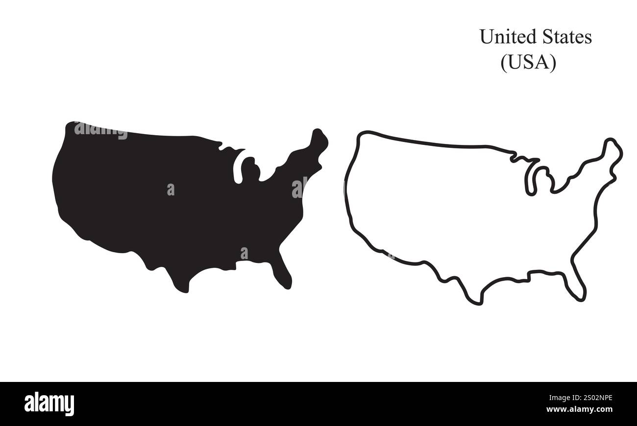 Illustration vectorielle de carte des États-Unis, illustration vectorielle de carte des États-Unis Scribble sketch de la République des États-Unis, silhouette de carte des états-unis Illustration de Vecteur