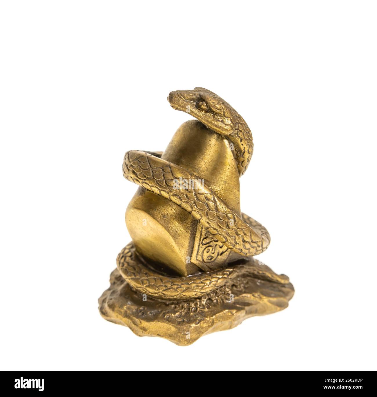 Figurine serpent en bronze Chine Statue Old Summer Palace Zodiac isolé sur fond blanc. Le symbole de 2025. Le mot signifie : bonne bénédiction pour le nouveau Yea chinois Banque D'Images