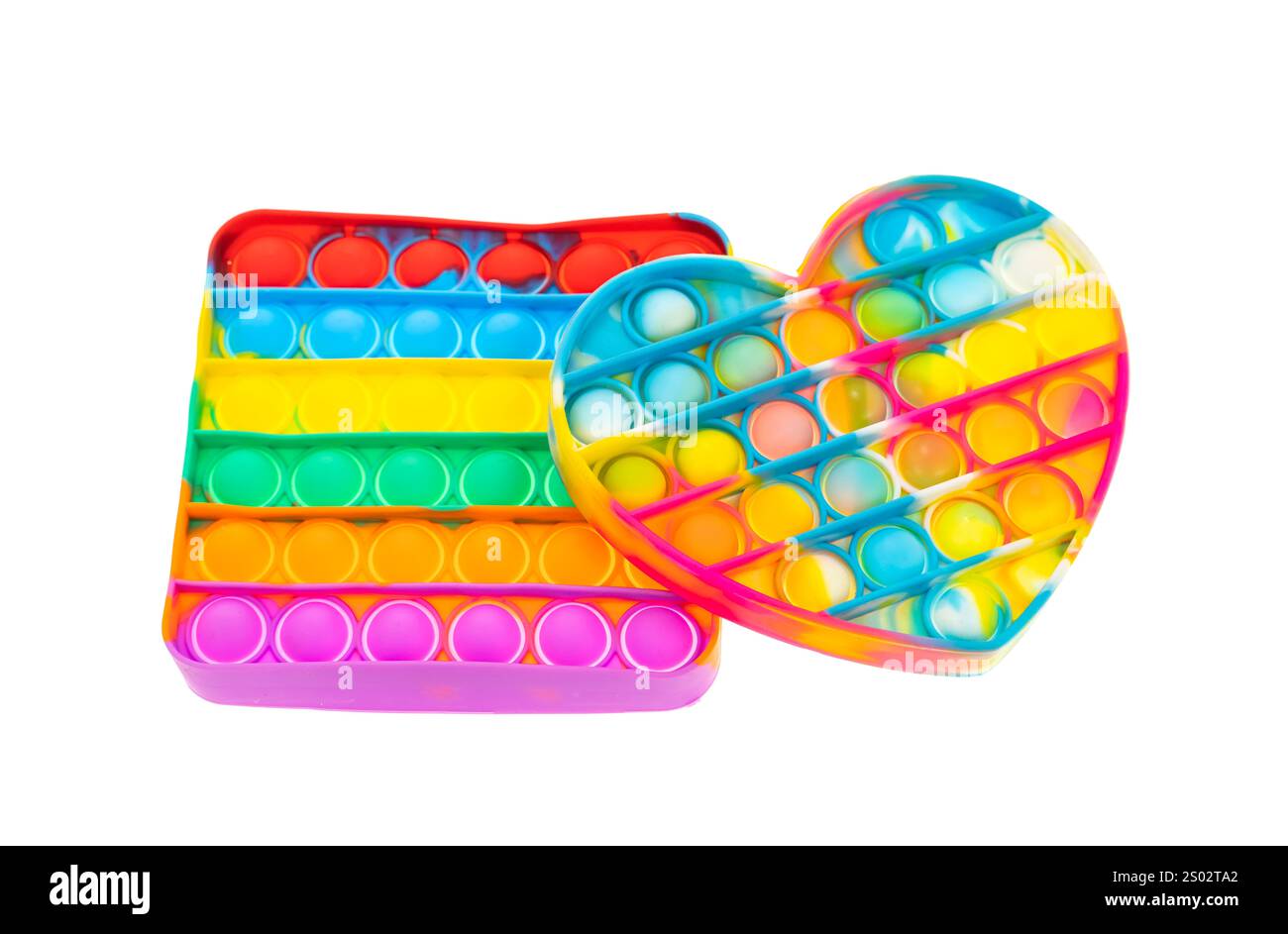 Pastel Color Sensory POP it jouet antistress pour enfants. jouet en silicone arc-en-ciel isolé sur blanc Banque D'Images