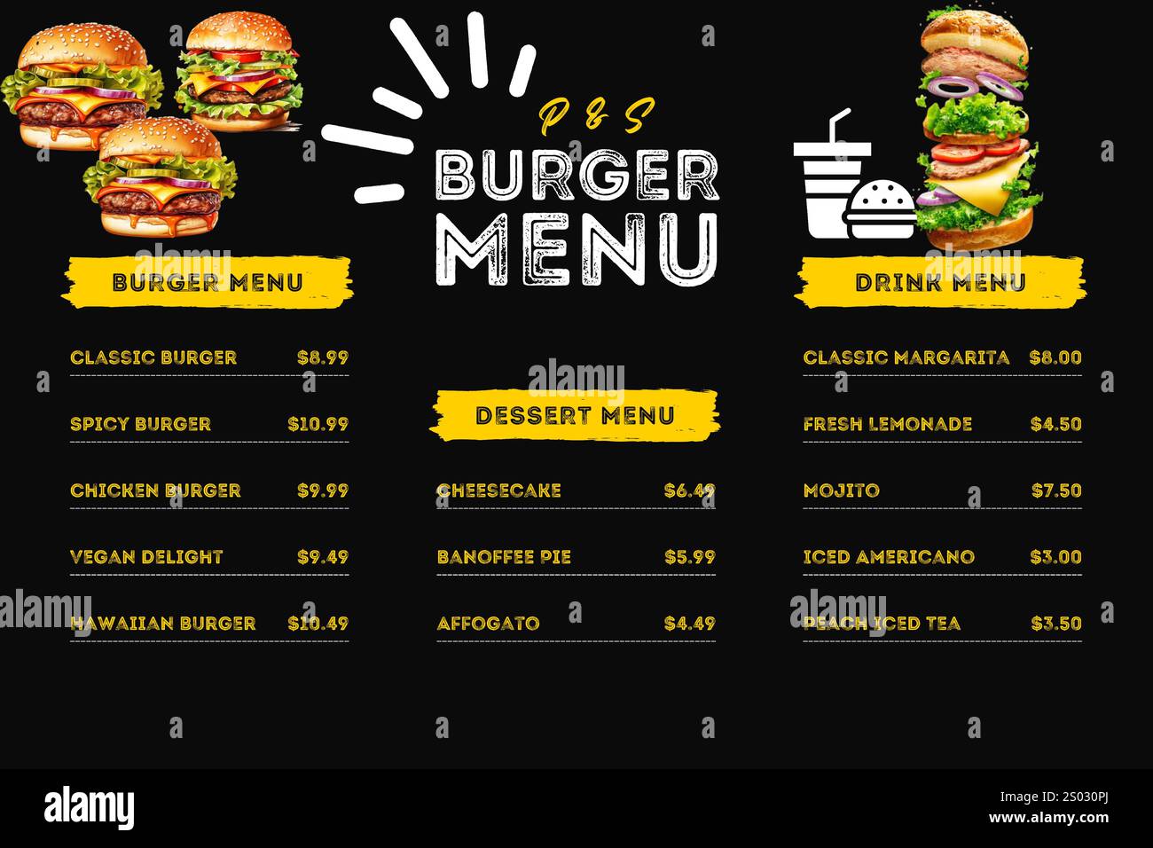 Modèle de conception d'affiche de menu alimentaire de restaurant Illustration de Vecteur