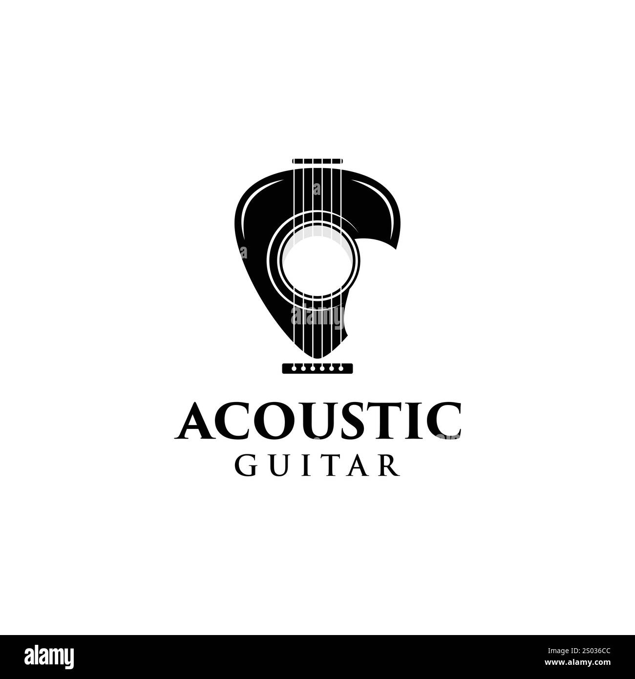 conception de logo de symbole de signe de musique acoustique de guitare Illustration de Vecteur