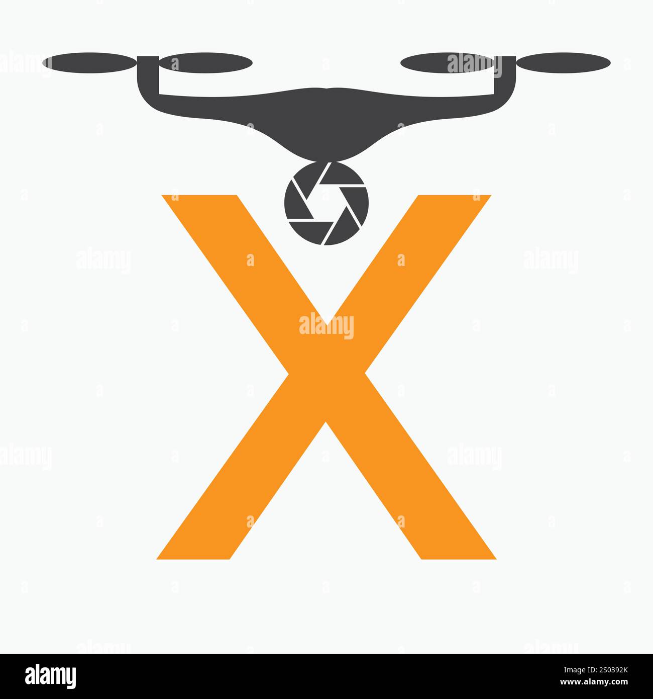 Lettre initiale X Drone logo. Modèle de vecteur de signe de logo de technologie de drone Illustration de Vecteur