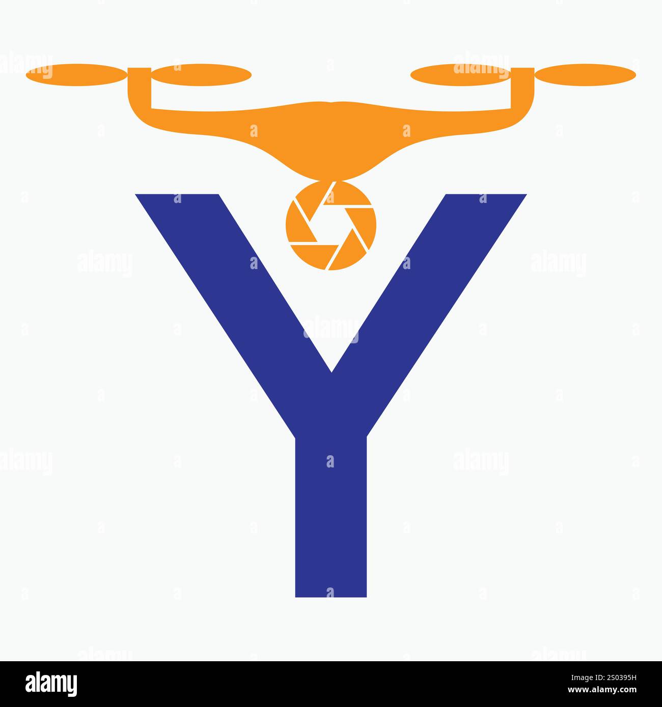 Lettre initiale y Drone logo. Modèle de vecteur de signe de logo de technologie de drone Illustration de Vecteur
