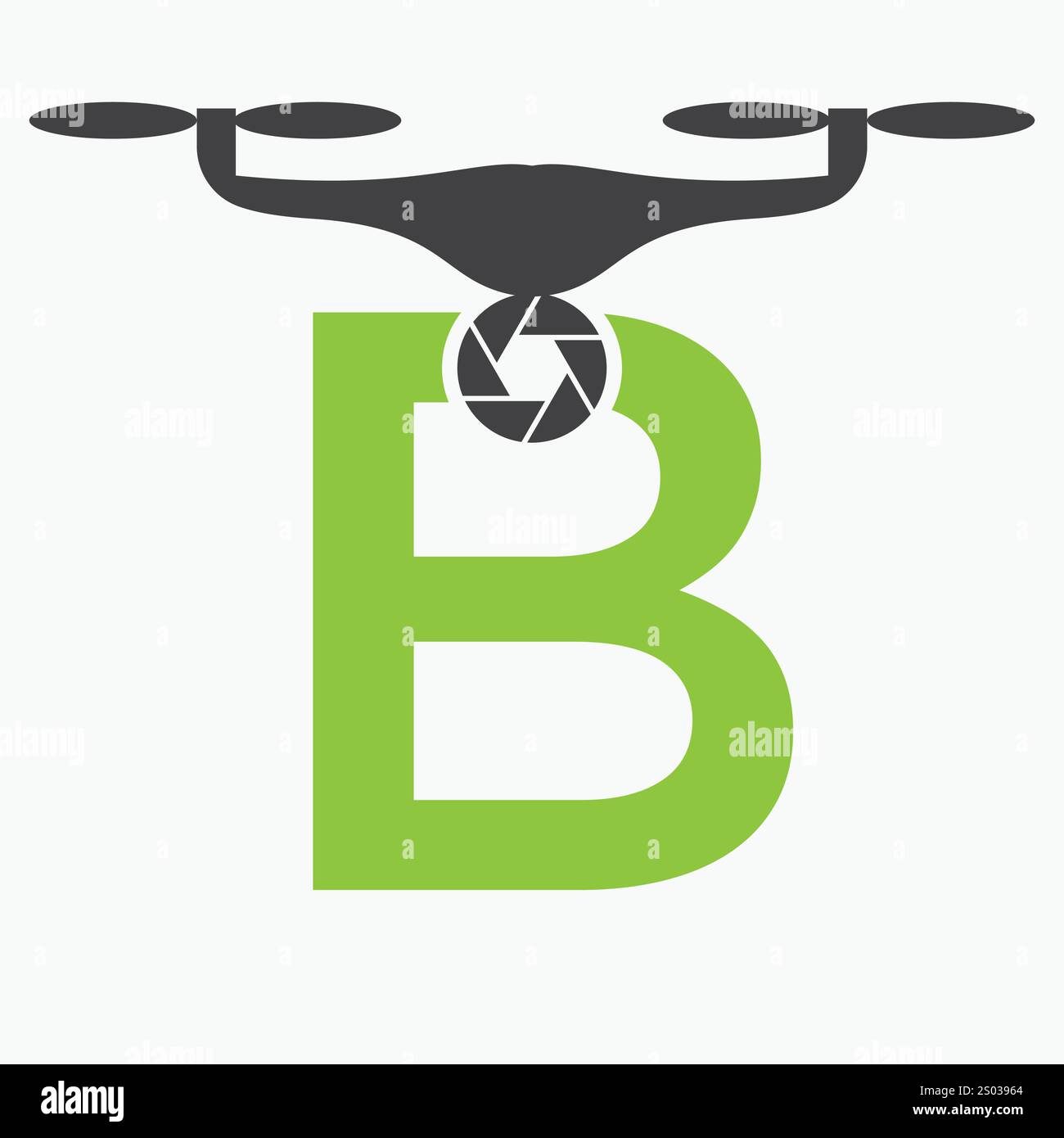Lettre initiale B logo Drone. Modèle de vecteur de signe de logo de technologie de drone Illustration de Vecteur