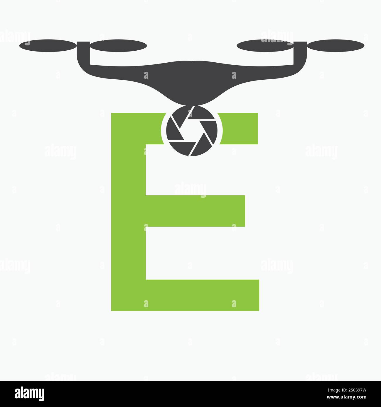 Lettre initiale E Drone logo. Modèle de vecteur de signe de logo de technologie de drone Illustration de Vecteur
