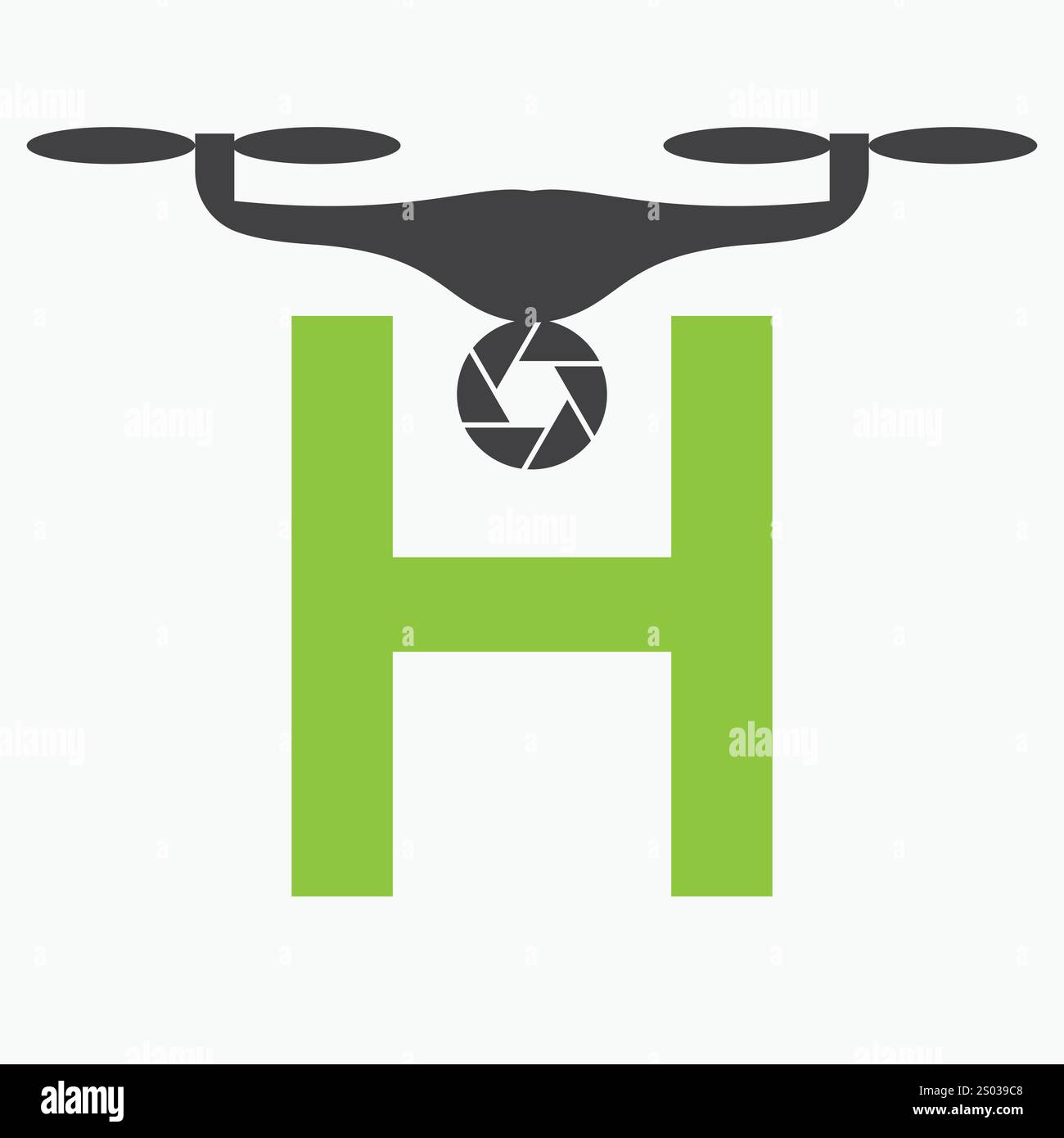 Lettre initiale H Drone logo. Modèle de vecteur de signe de logo de technologie de drone Illustration de Vecteur