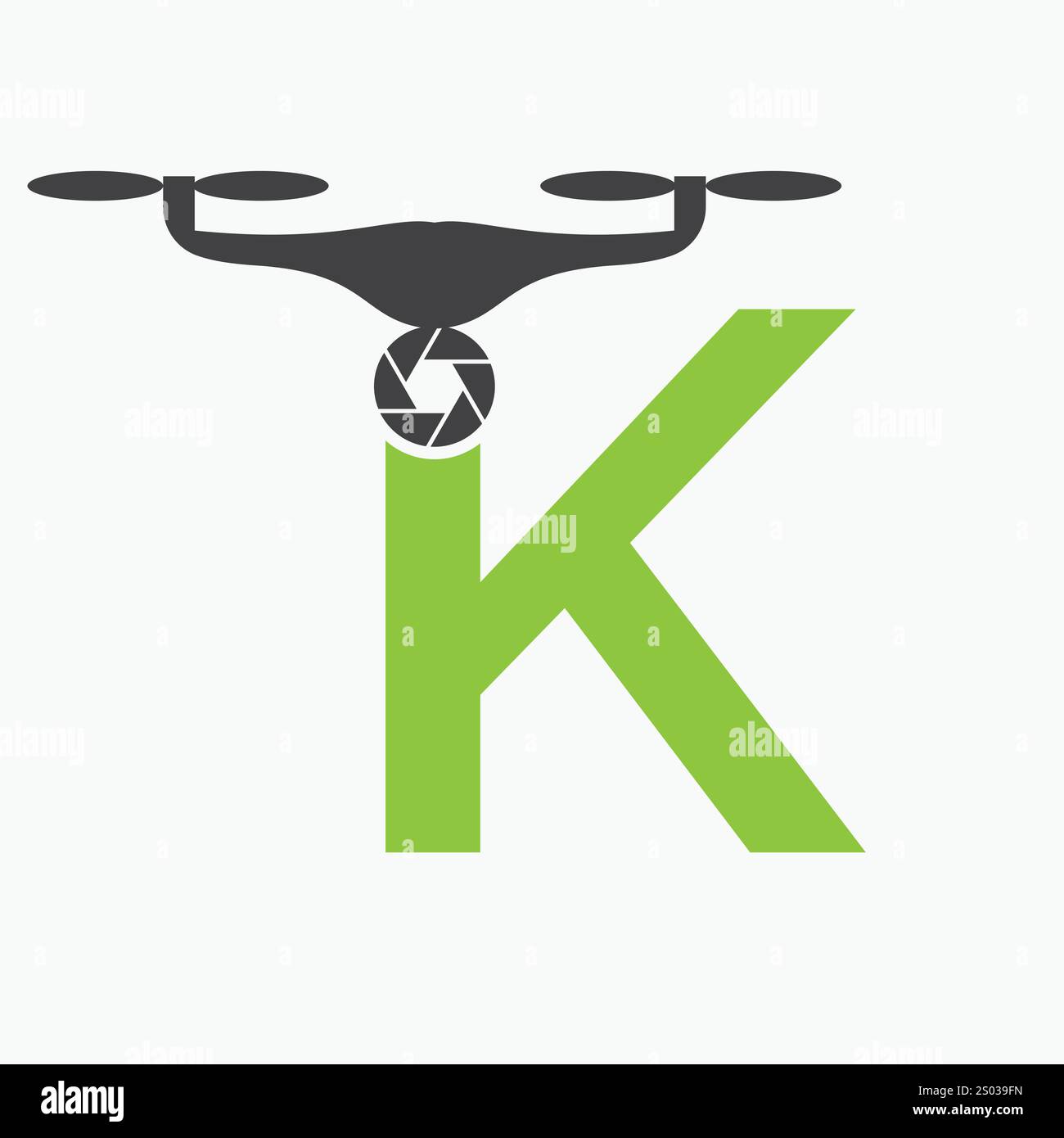 Lettre initiale K Drone logo. Modèle de vecteur de signe de logo de technologie de drone Illustration de Vecteur