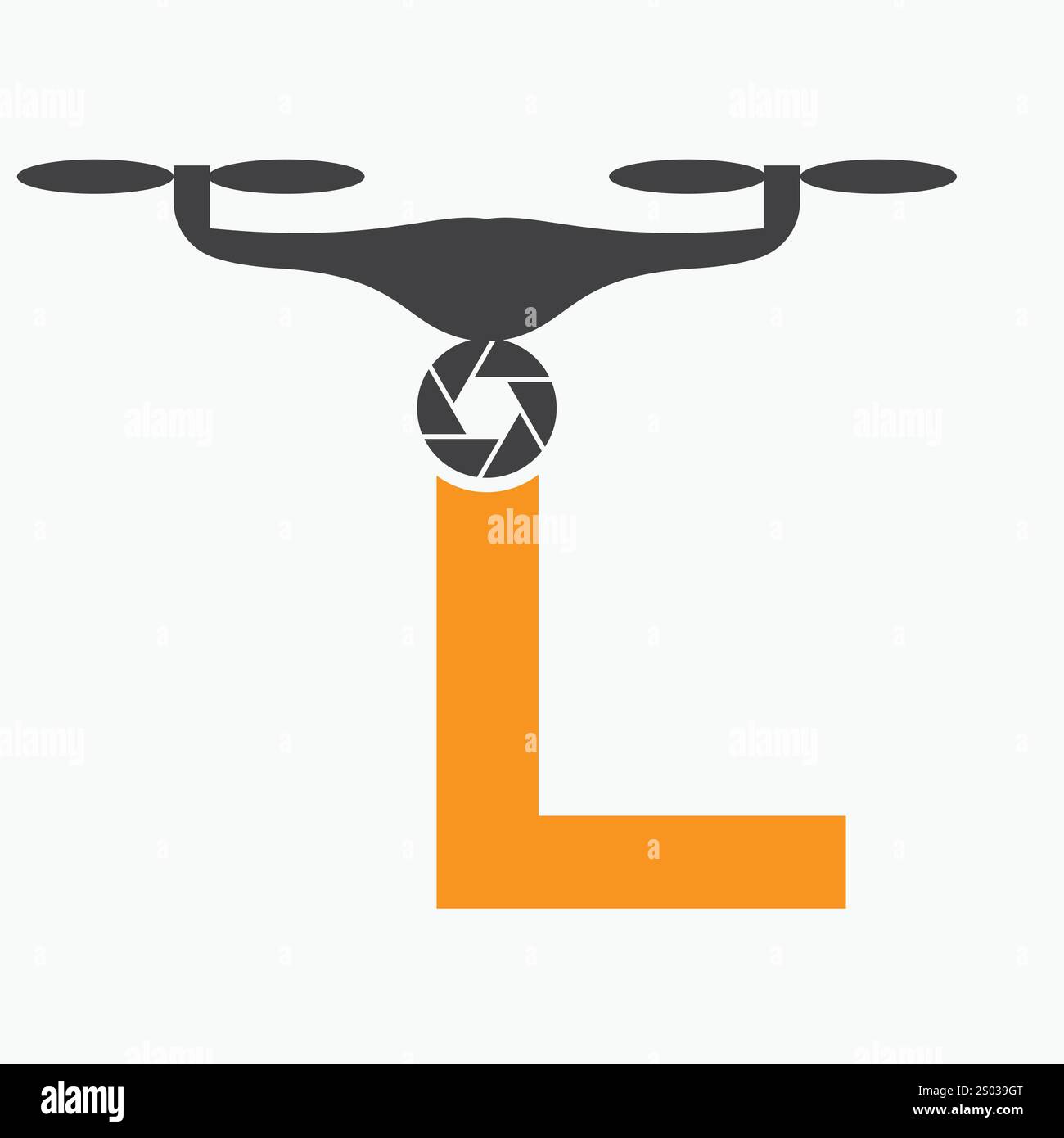 Lettre initiale l Drone logo. Modèle de vecteur de signe de logo de technologie de drone Illustration de Vecteur