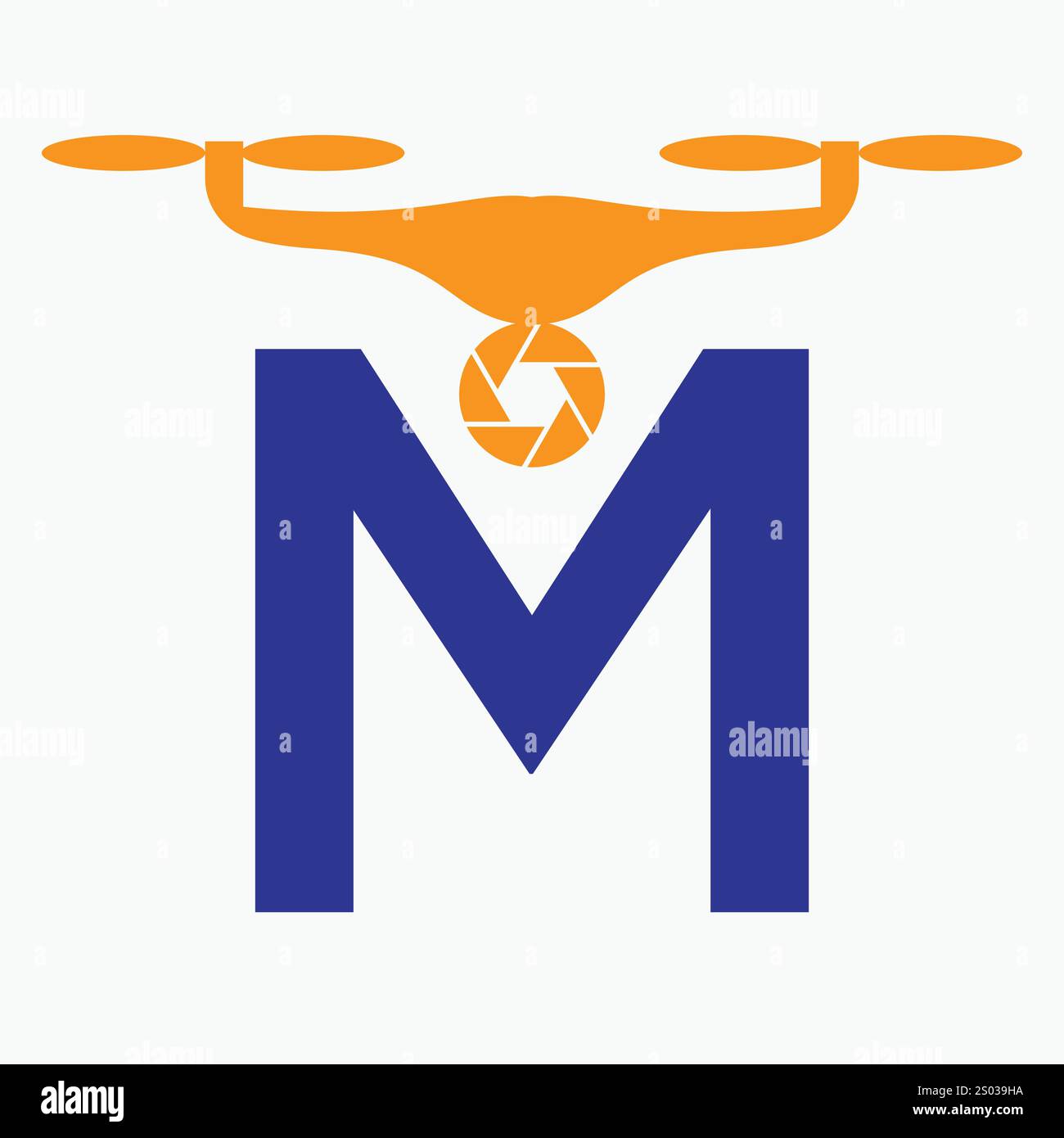 Lettre initiale M Drone logo. Modèle de vecteur de signe de logo de technologie de drone Illustration de Vecteur