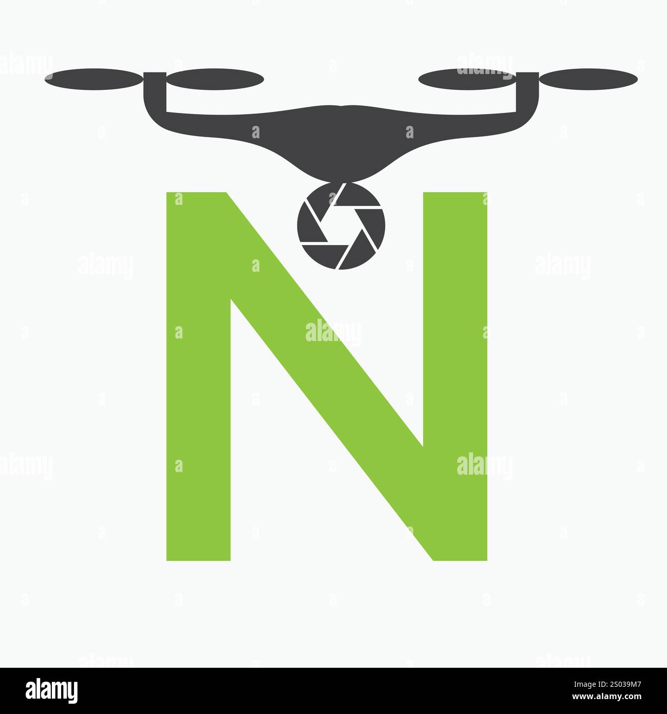 Lettre initiale N Drone logo. Modèle de vecteur de signe de logo de technologie de drone Illustration de Vecteur