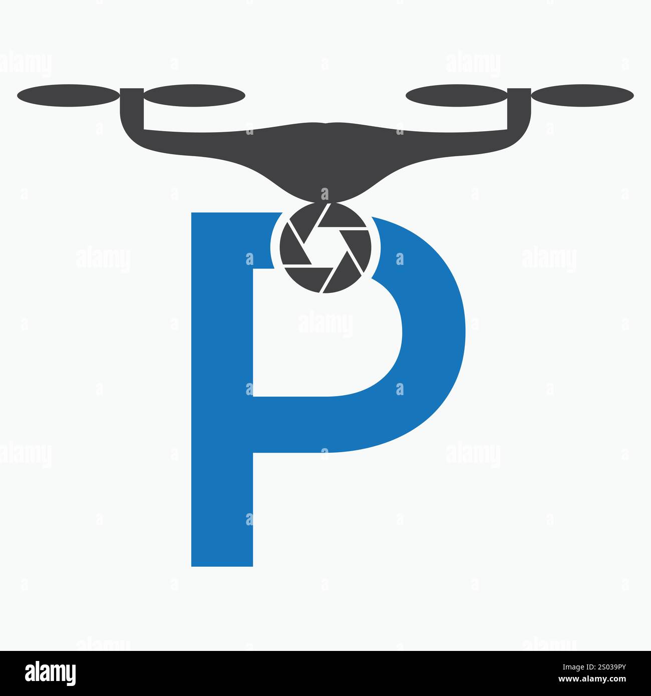 Lettre initiale P Drone logo. Modèle de vecteur de signe de logo de technologie de drone Illustration de Vecteur
