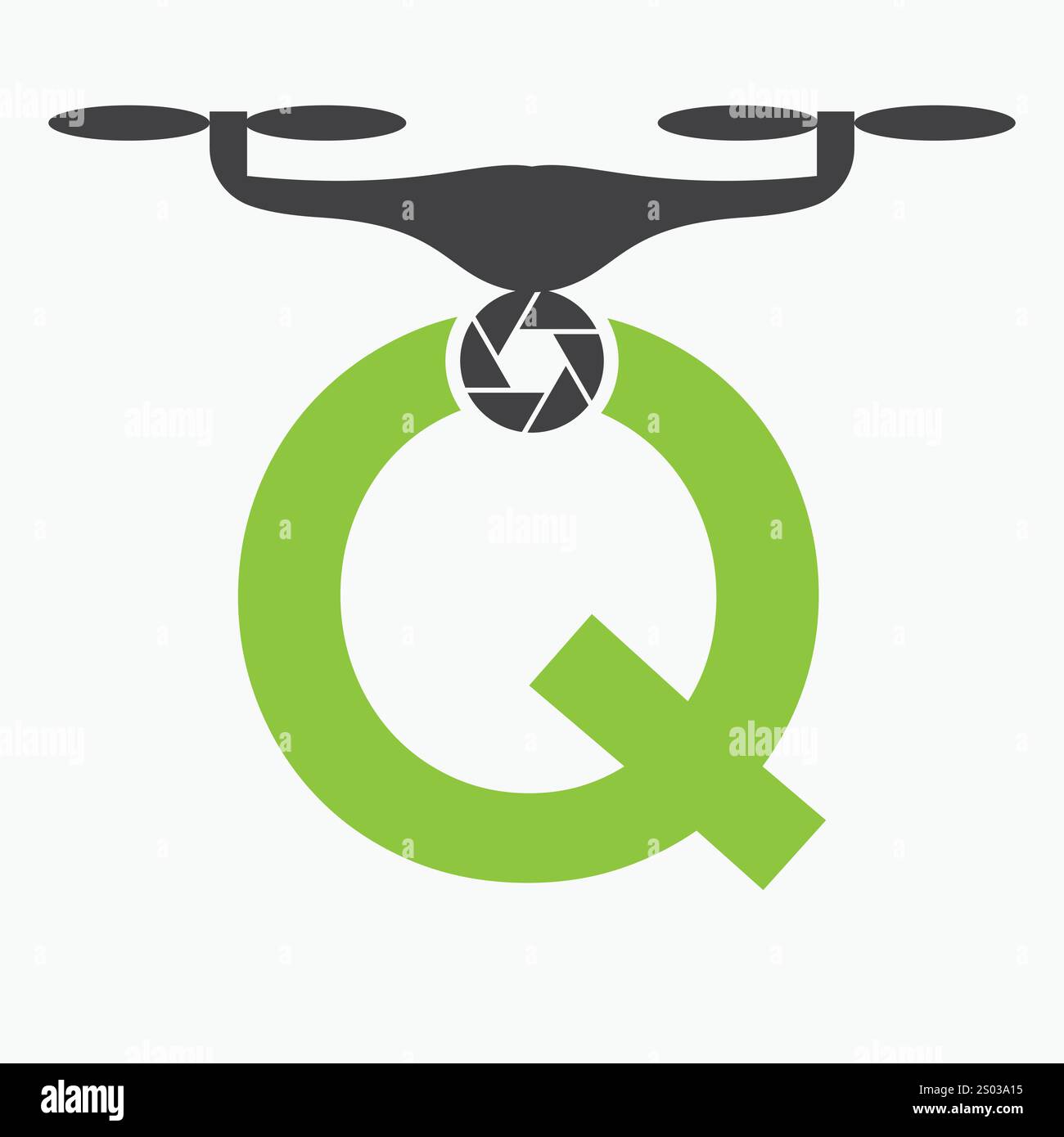 Lettre initiale Q Drone logo. Modèle de vecteur de signe de logo de technologie de drone Illustration de Vecteur