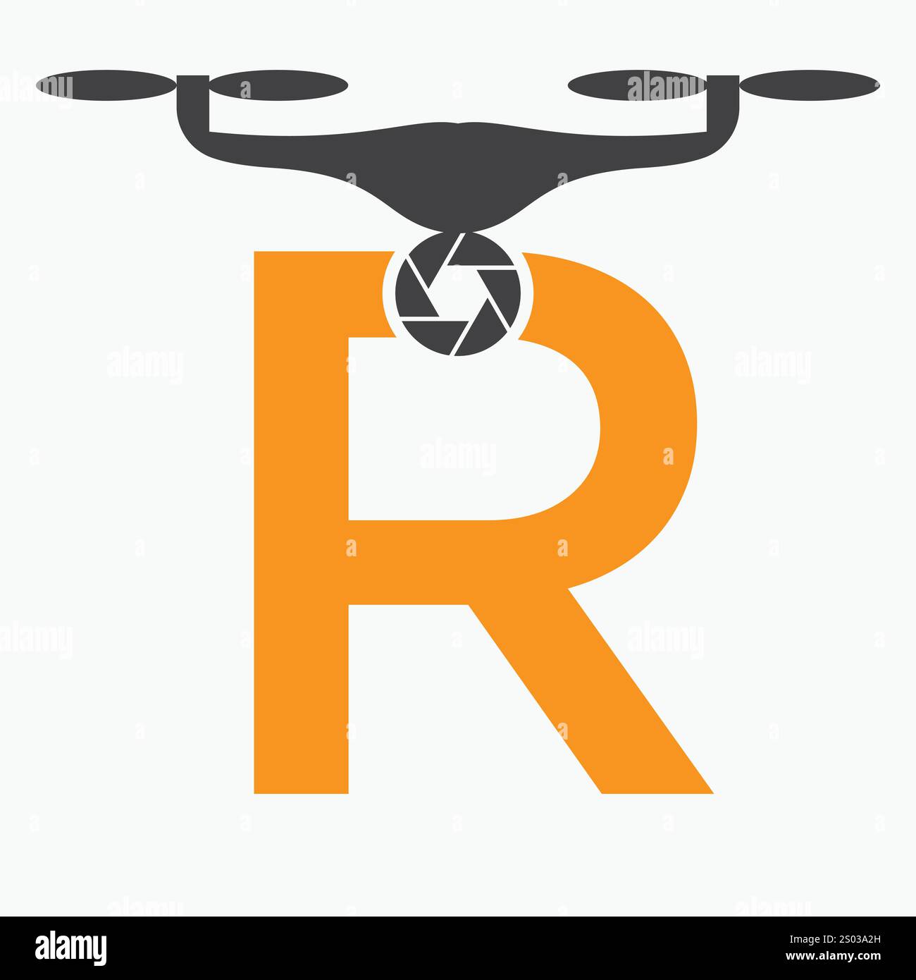 Lettre initiale R Drone logo. Modèle de vecteur de signe de logo de technologie de drone Illustration de Vecteur