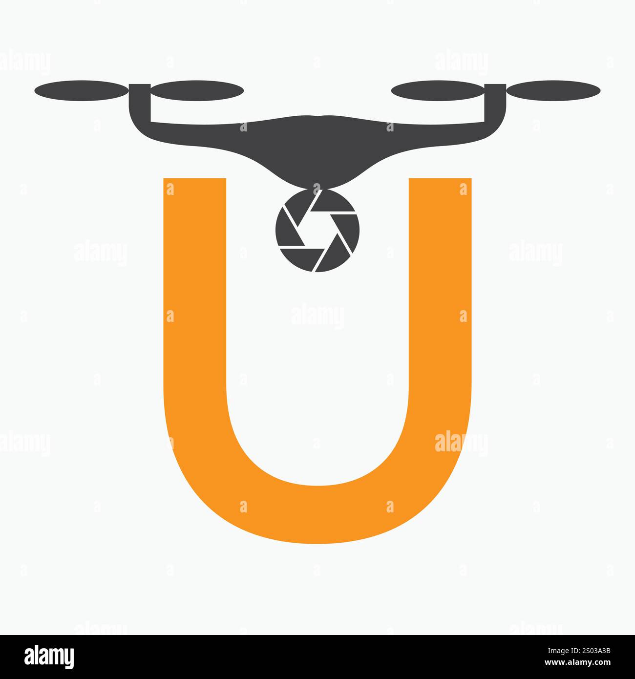 Lettre initiale U Drone logo. Modèle de vecteur de signe de logo de technologie de drone Illustration de Vecteur