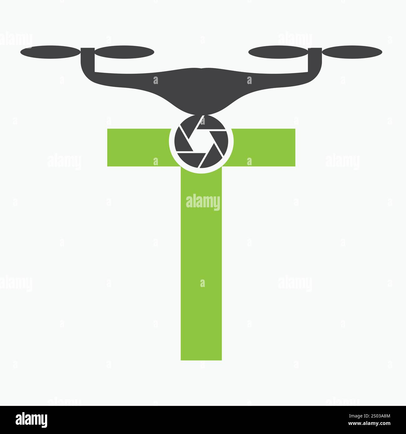 Lettre initiale T Drone logo. Modèle de vecteur de signe de logo de technologie de drone Illustration de Vecteur