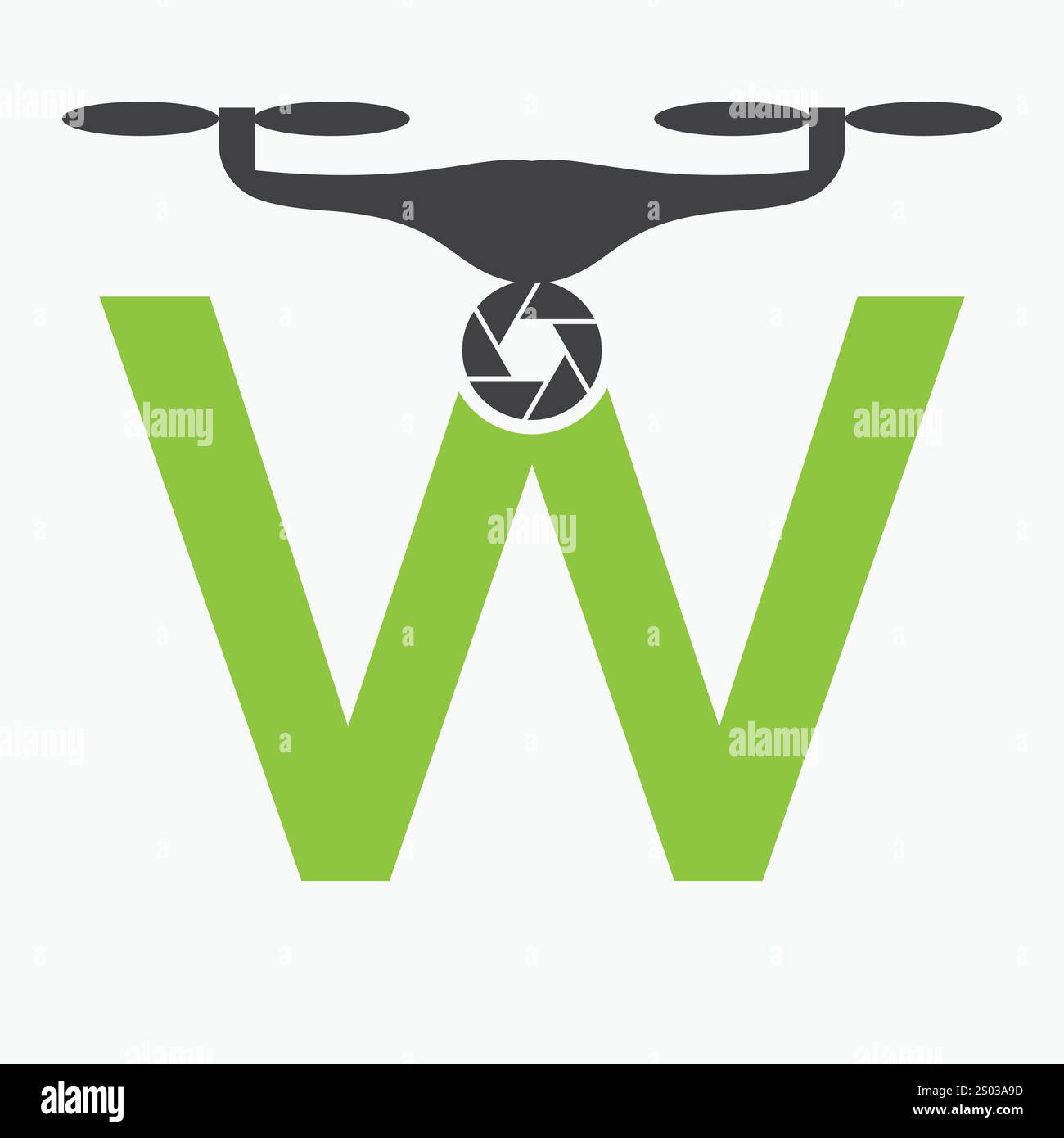 Lettre initiale W Drone logo. Modèle de vecteur de signe de logo de technologie de drone Illustration de Vecteur