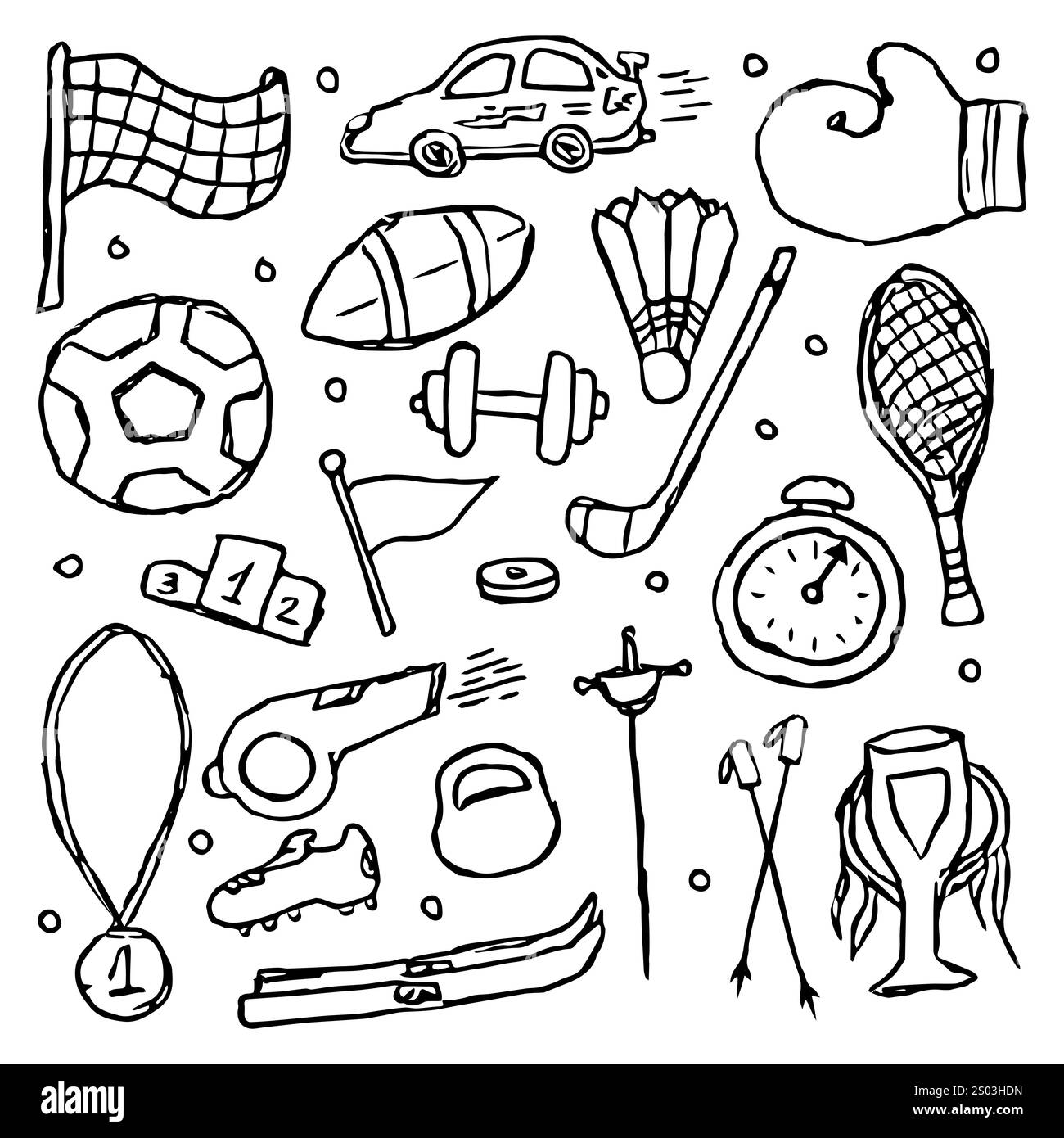 Icônes de sport vectoriel. Doodle sport fond Banque D'Images