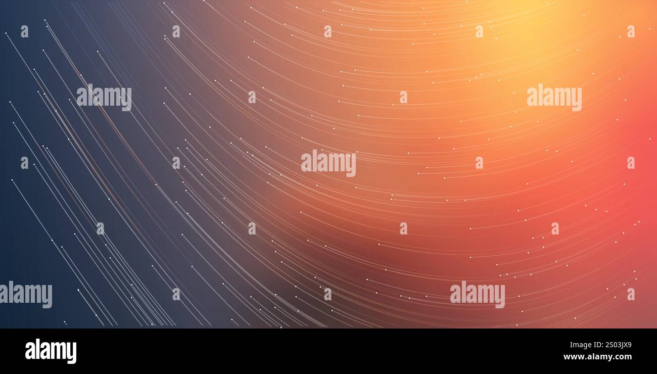 Courant circulant, motif de lignes d'énergie dans l'espace ensoleillé brillant et ciel étoilé autour - technologie futuriste de style moderne ou concept astronomique Backgrou Illustration de Vecteur