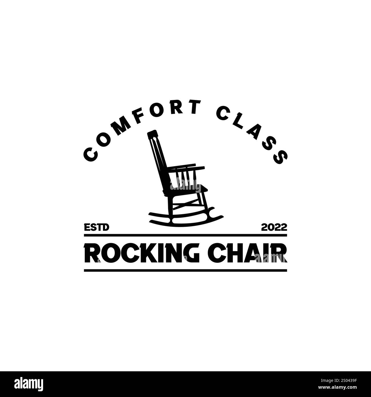 Chaise à bascule logo vintage - meubles anciens intérieurs Illustration de Vecteur