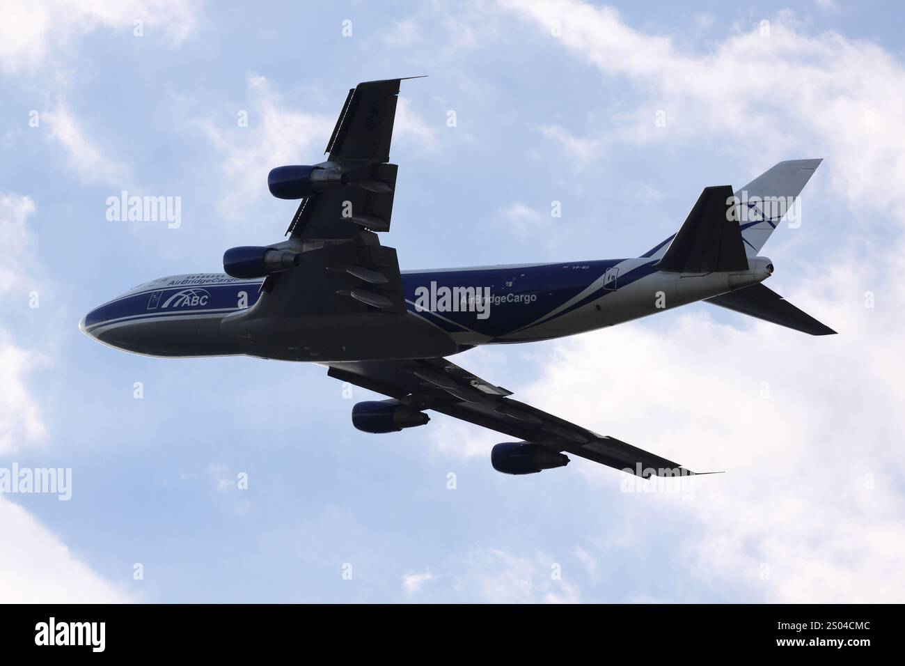 Air Bridge Cargo Boeing 747-200 cargo VP-BII départ de Francfort Banque D'Images