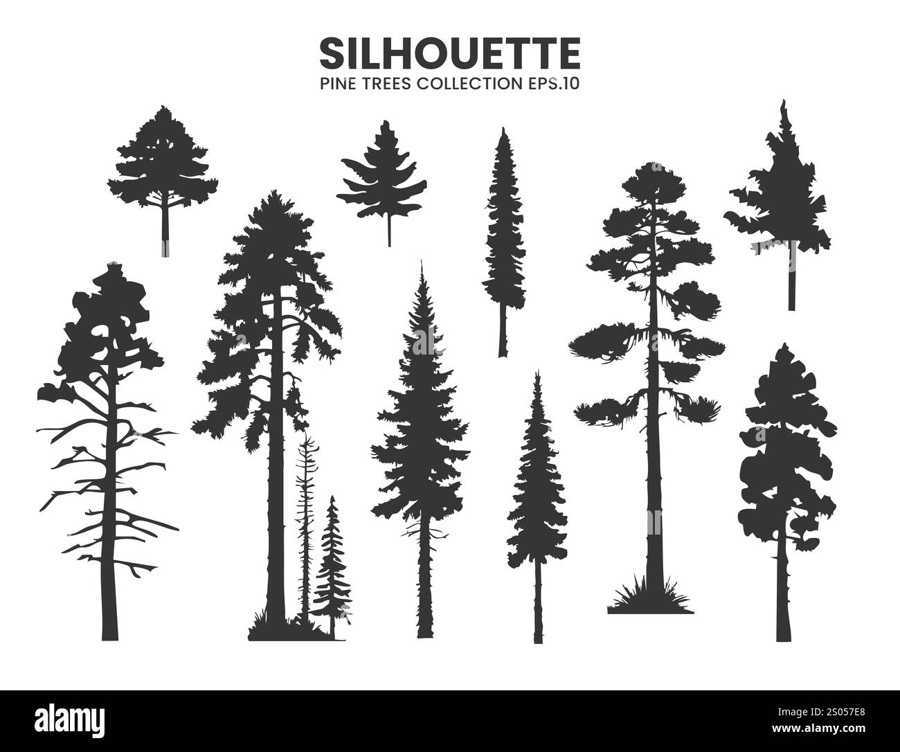 Silhouette d'arbres dans la collection Wildlife – illustration vectorielle Illustration de Vecteur