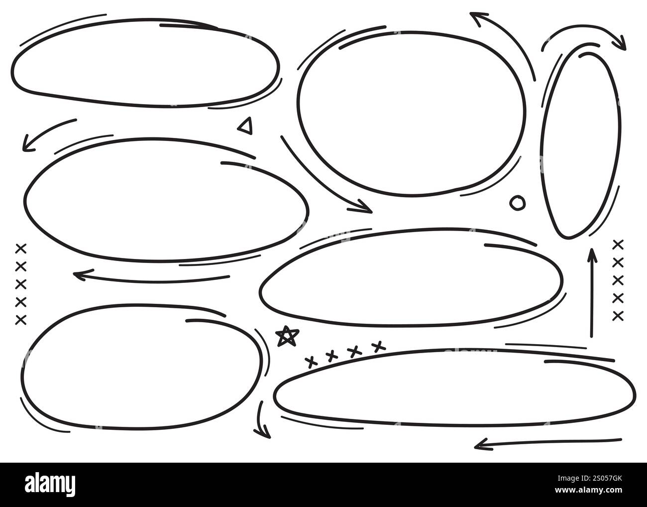 Dessinant à la main des cercles de doodle, des flèches, des étoiles et des formes. Illustration vectorielle Illustration de Vecteur Dessinant à la main des cercles de doodle, des flèches, des étoiles et des formes. Illustration vectorielle Illustration de Vecteur