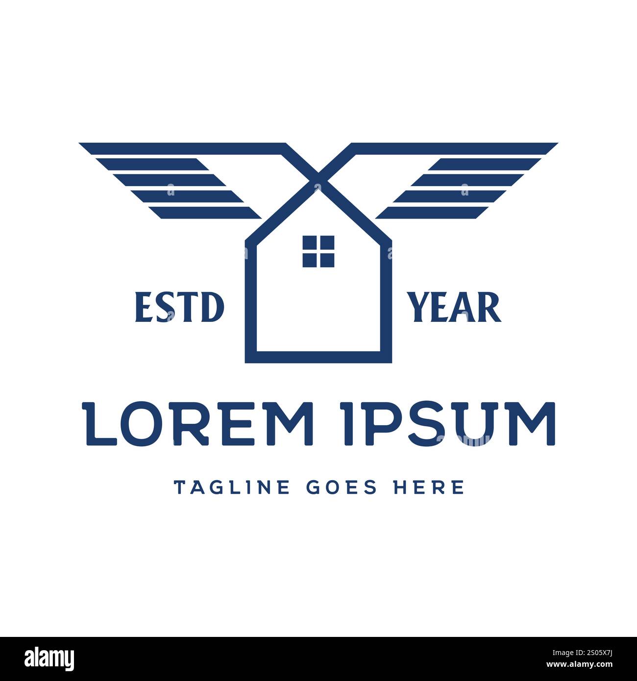 Geometric House Home Wings pour le vecteur de conception de logo d'entreprise de propriété immobilière Illustration de Vecteur