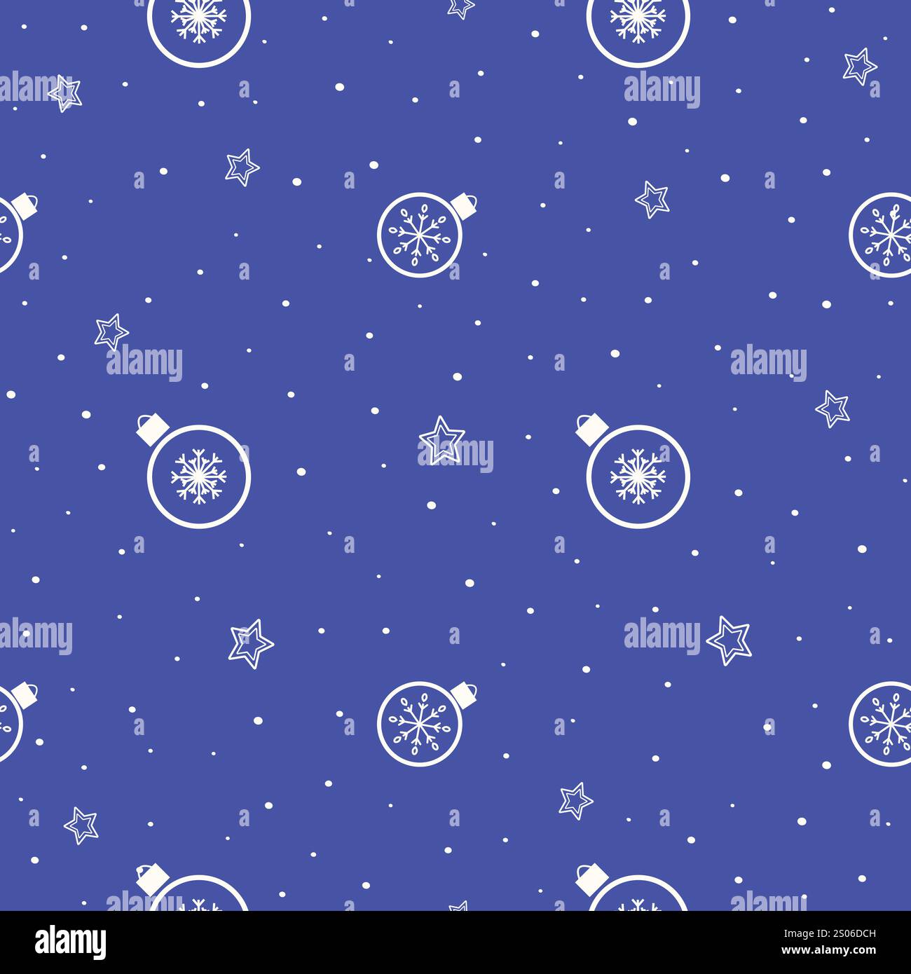 Modèle sans couture de Noël de différentes boules suspendues. Boules de Noël flocons de neige fond de salutation Illustration de Vecteur