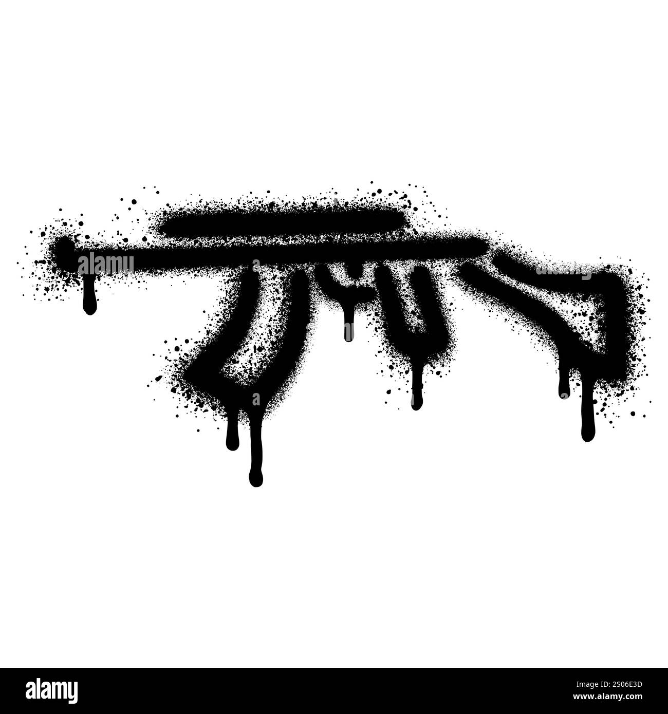 Graffiti d'arme avec peinture noire en aérosol. illustration vectorielle. Illustration de Vecteur