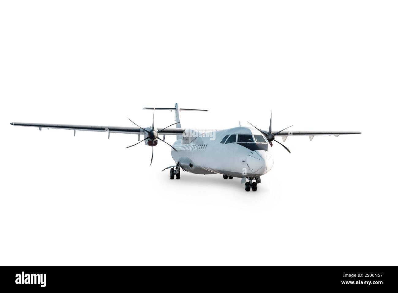 Avion de ligne turbopropulseur passager isolé sur fond blanc Banque D'Images