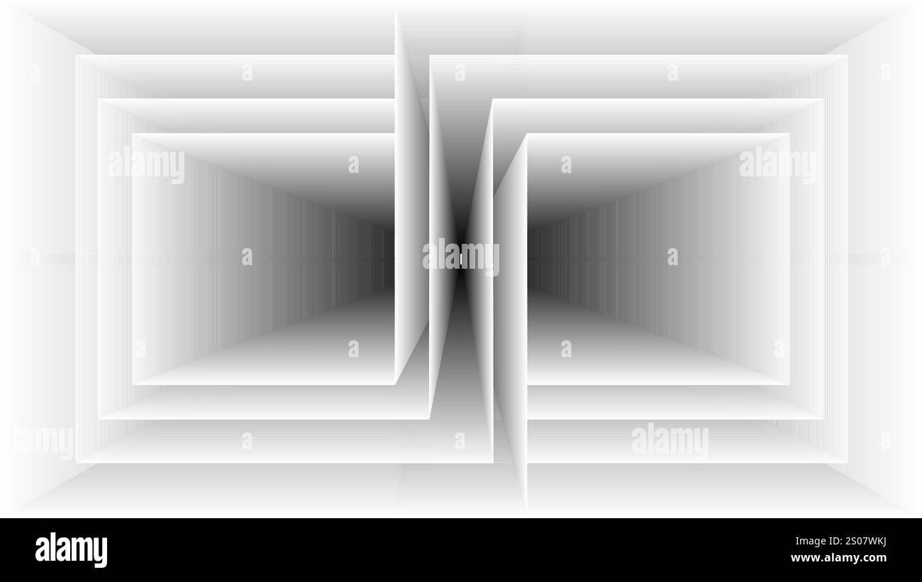 Fond d'écran abstrait gris avec des carrés tunnel chemin à sombre Illustration de Vecteur