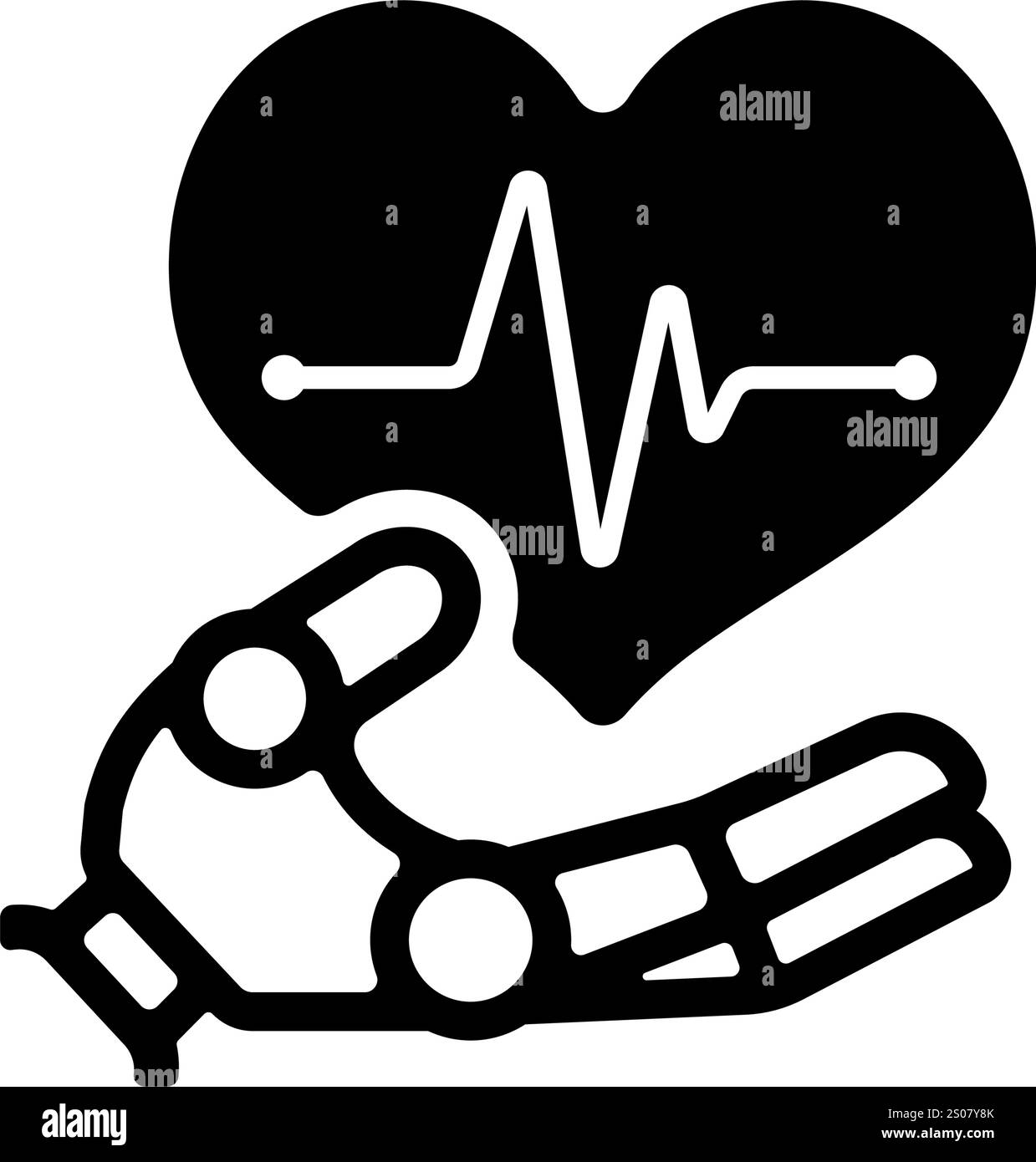 Illustration d'icône de vecteur de main et de coeur de robot Illustration de Vecteur