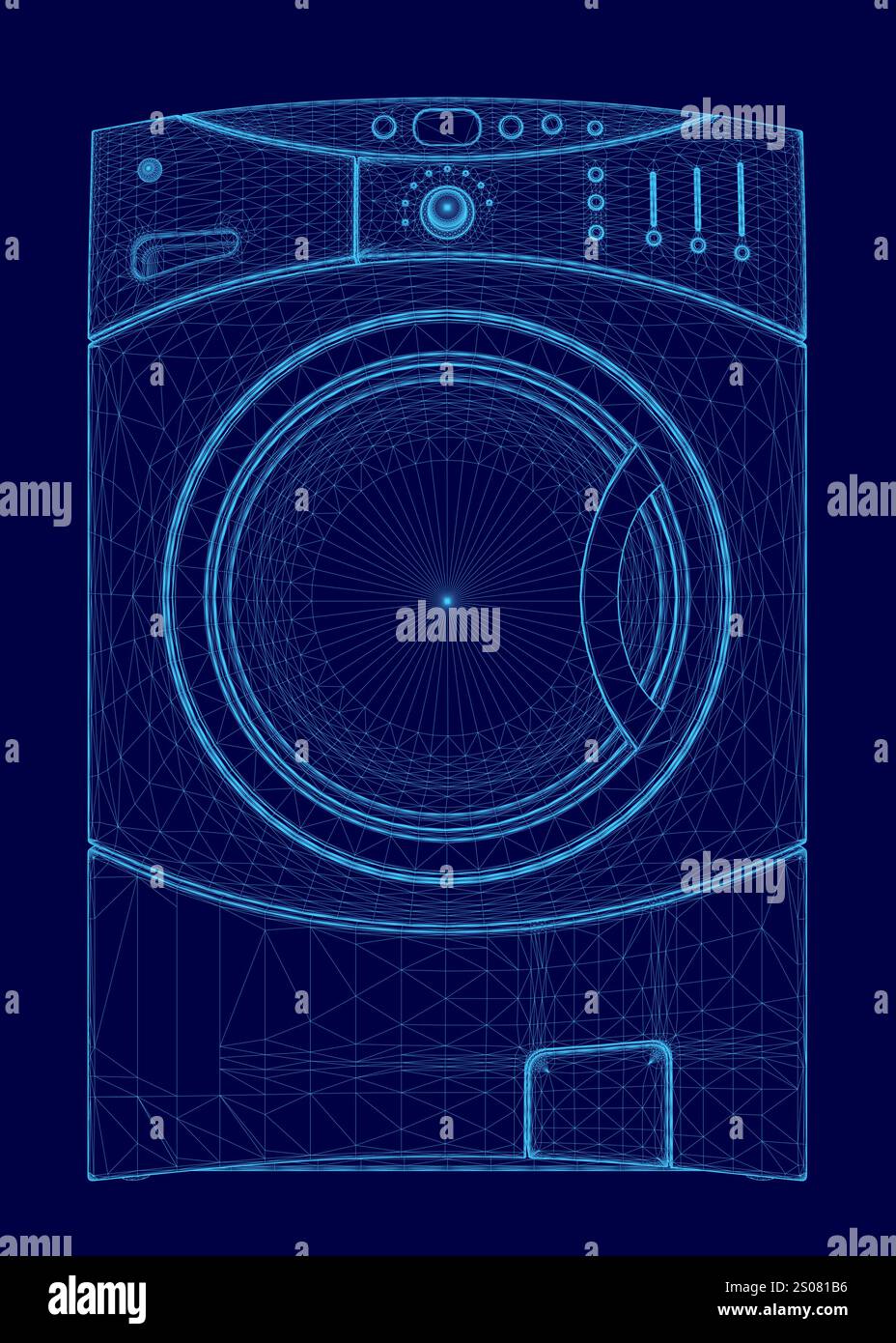 Image bleue d'une machine à laver. L'image est dans un schéma de couleurs bleues Illustration de Vecteur