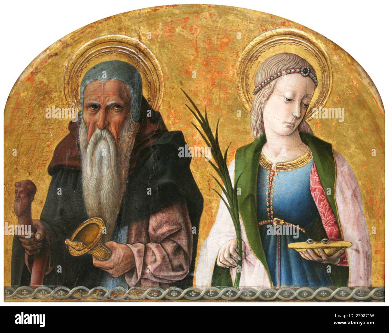 Saint Antoine Abbé et Sainte Lucy, Kraków Carlo Crivelli - le retable de Porto San Giorgio ou Porto San Giorgio Polytpych était un retable multi-panneaux de 1470 tempera et or sur panneau du peintre italien Carlo Crivelli. Banque D'Images