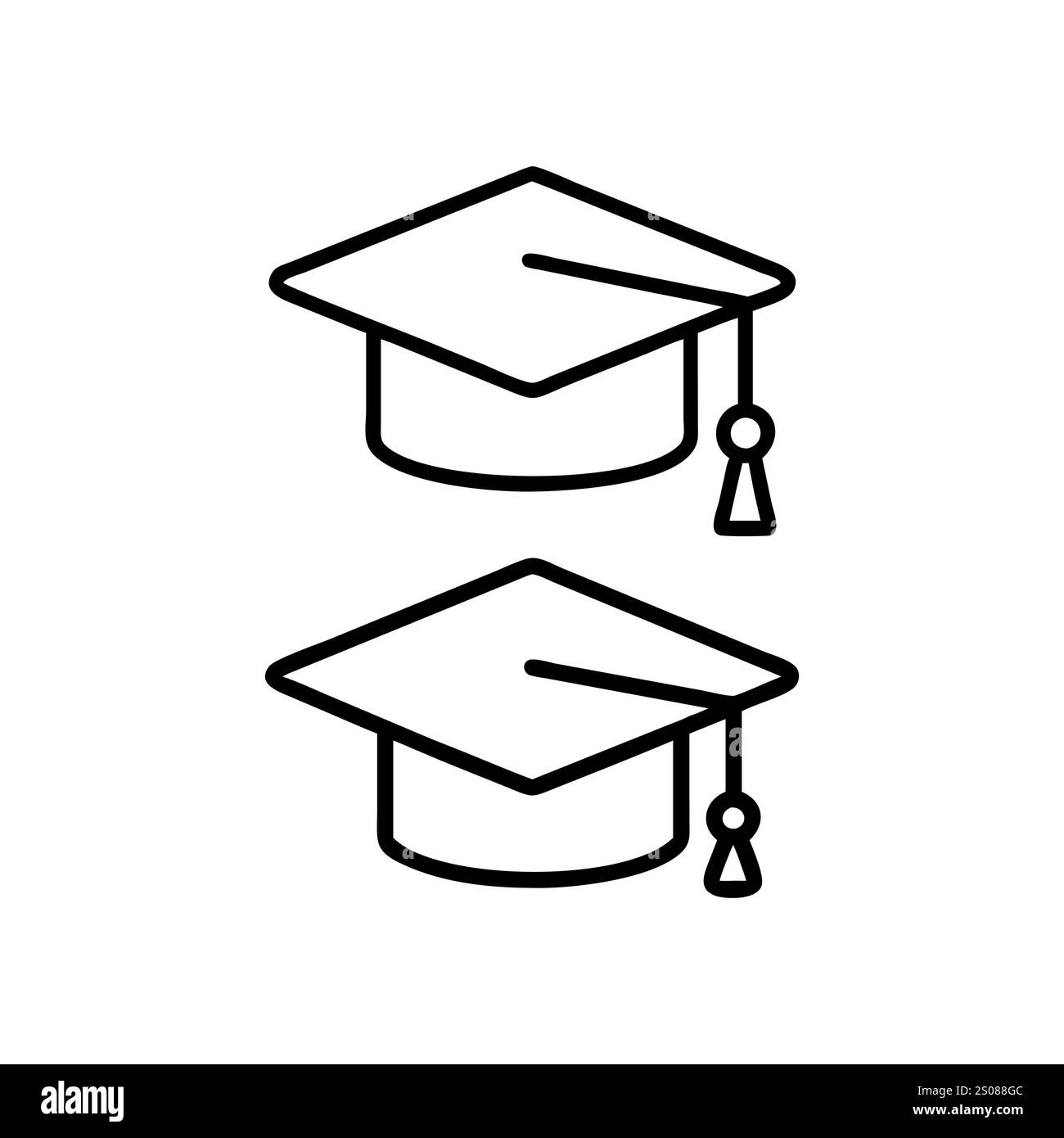 Icône de chapeaux de graduation, conception simple et moderne, icône d'éducation de chapeau de graduation d'étudiants symbole conception de vecteur ligne simple noir. Illustration de Vecteur