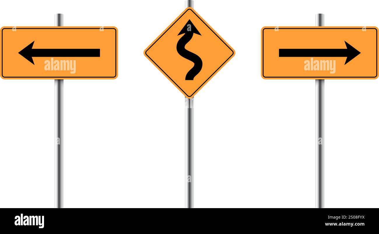 Panneau routier pour les virages et les virages. Illustration vectorielle Illustration de Vecteur