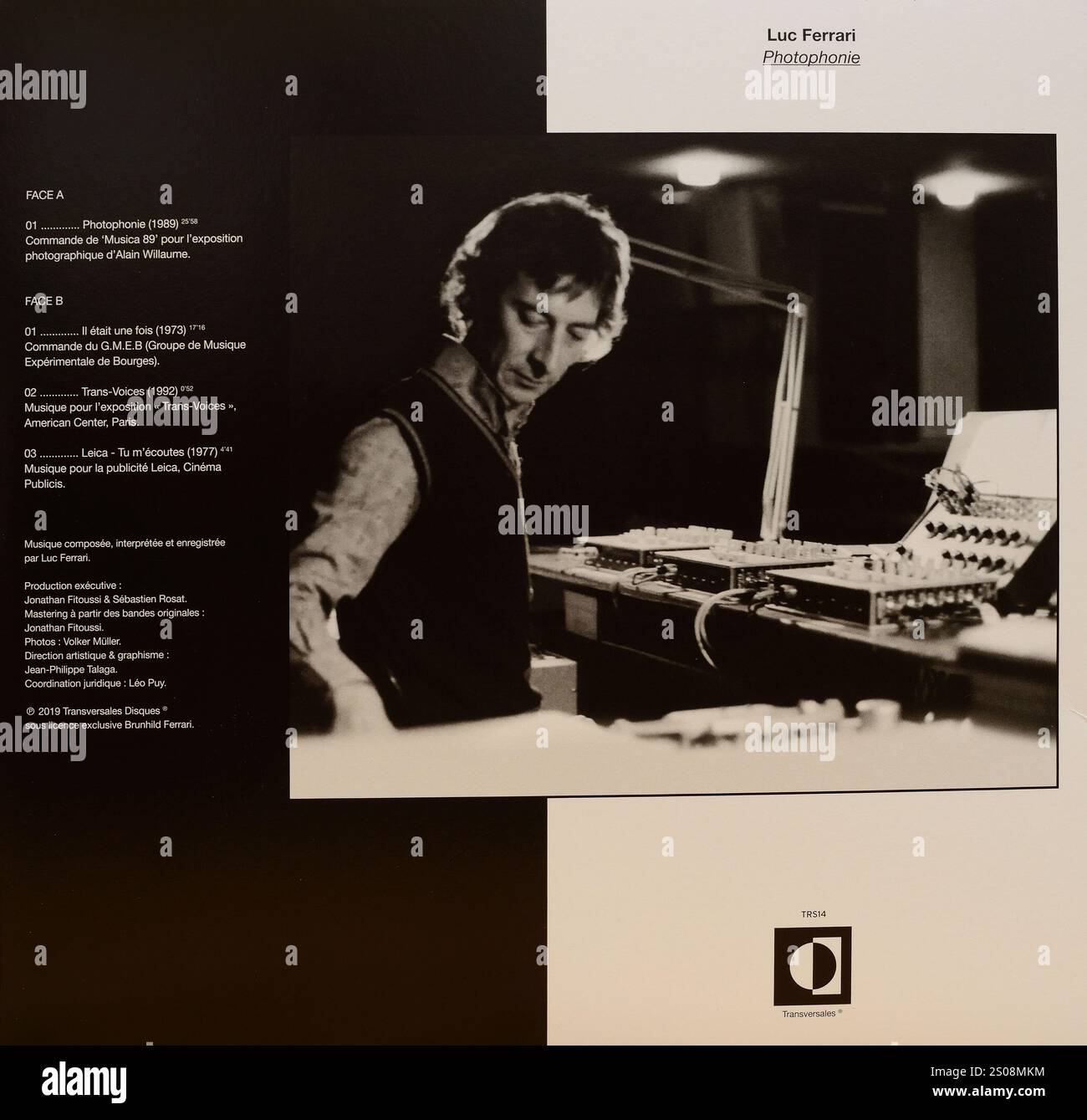 Couverture de disque vinyle vintage. Luc Ferrari, photophonie, couverture arrière de l'album, 1979-1992 Banque D'Images