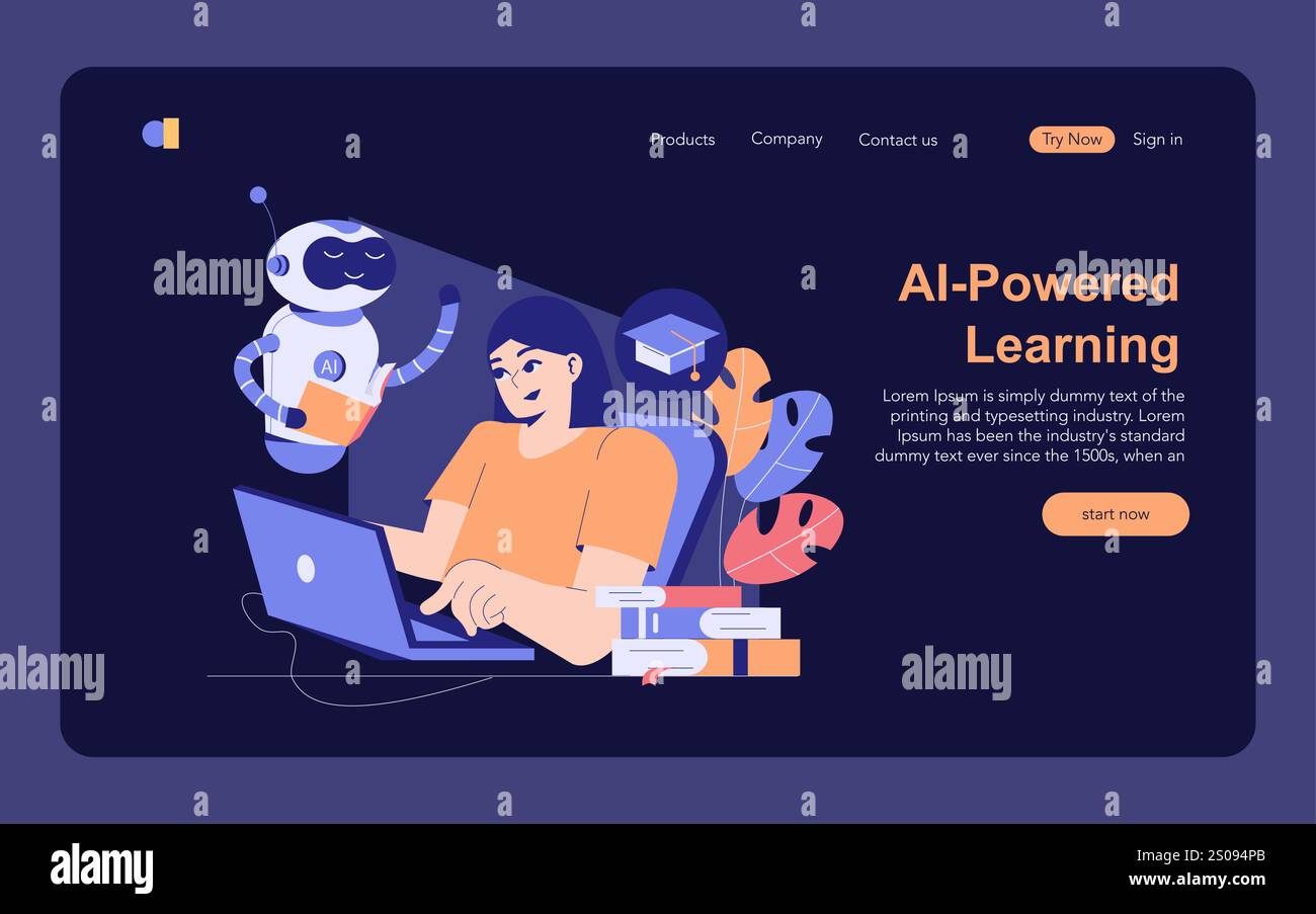 Concept EdTech. Plate-forme d'apprentissage innovante alimentée par IA ...