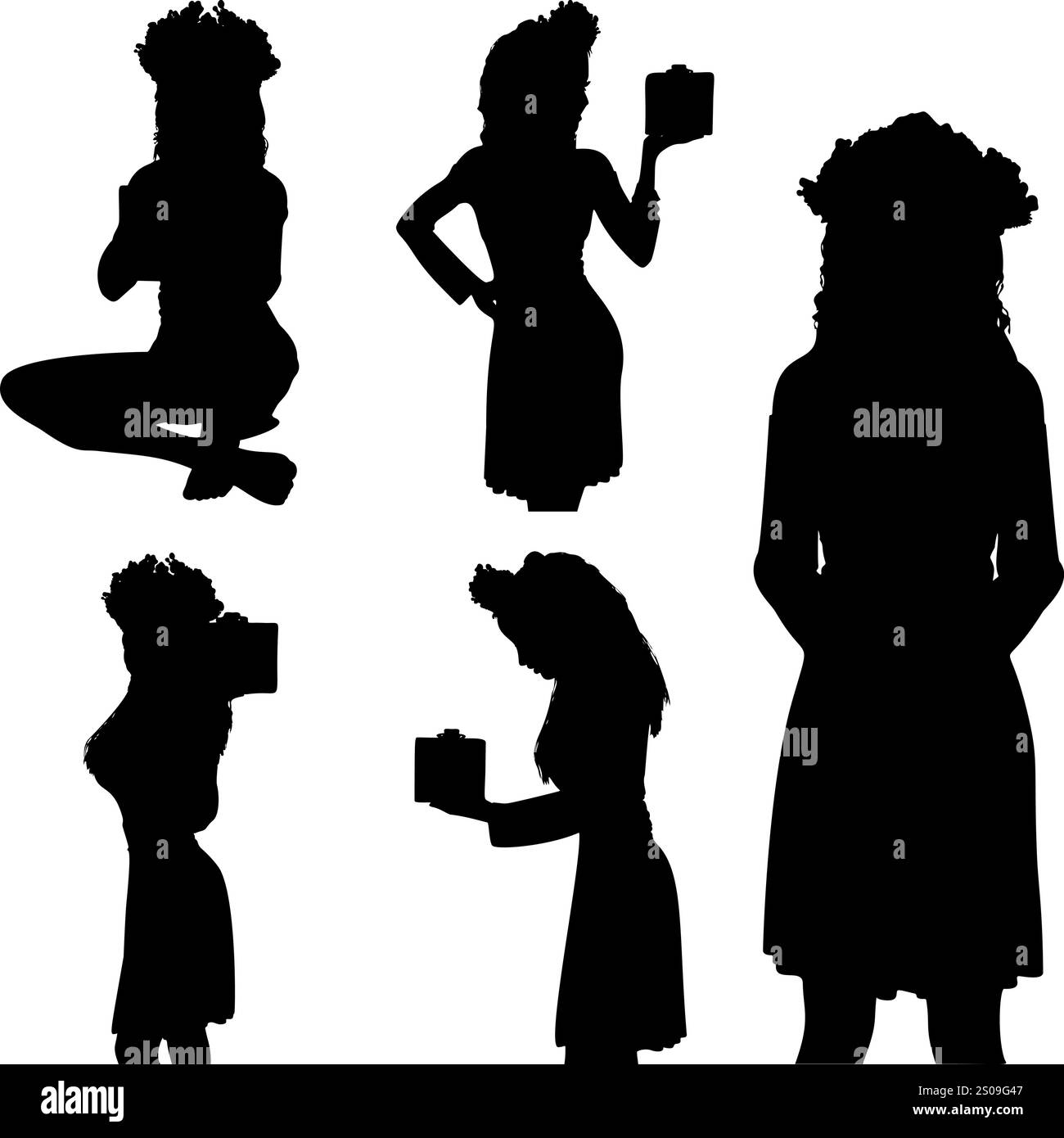 Silhouette abstraite d'une fille tenant une boîte cadeau, symbolisant la joie, la générosité et l'anticipation. Idéal pour la célébration, l'image capture l'esprit Illustration de Vecteur