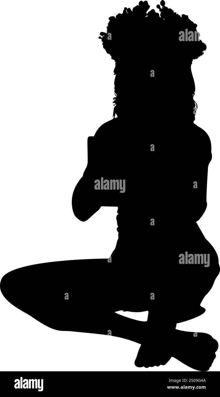 Silhouette abstraite d'une fille tenant une boîte cadeau, symbolisant la joie, la générosité et l'anticipation. Idéal pour la célébration, l'image capture l'esprit Illustration de Vecteur