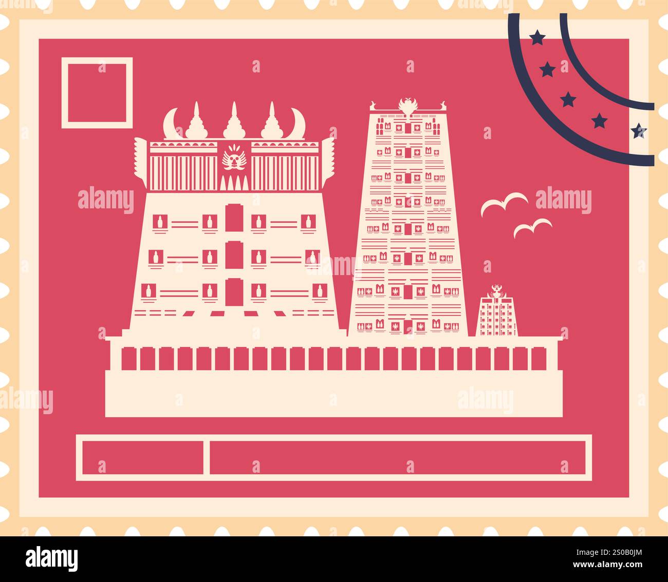 timbre-poste du temple meenakshi Illustration de Vecteur