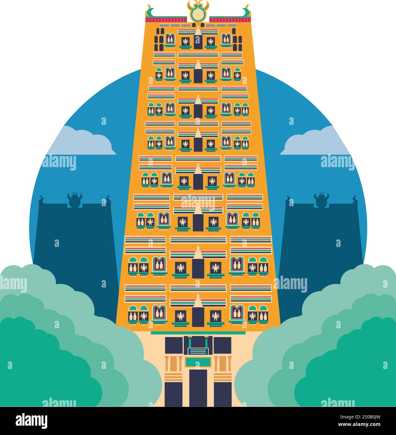 bâtiment du temple meenakshi Illustration de Vecteur