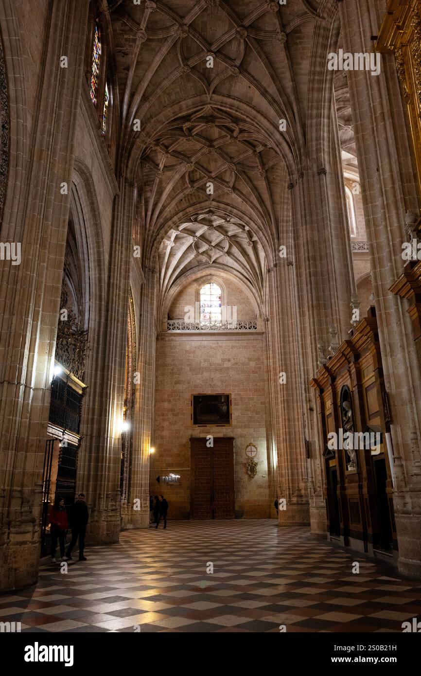 Intérieur de la cathédrale gothique des années 1300 à Ségovie, Espagne. Banque D'Images