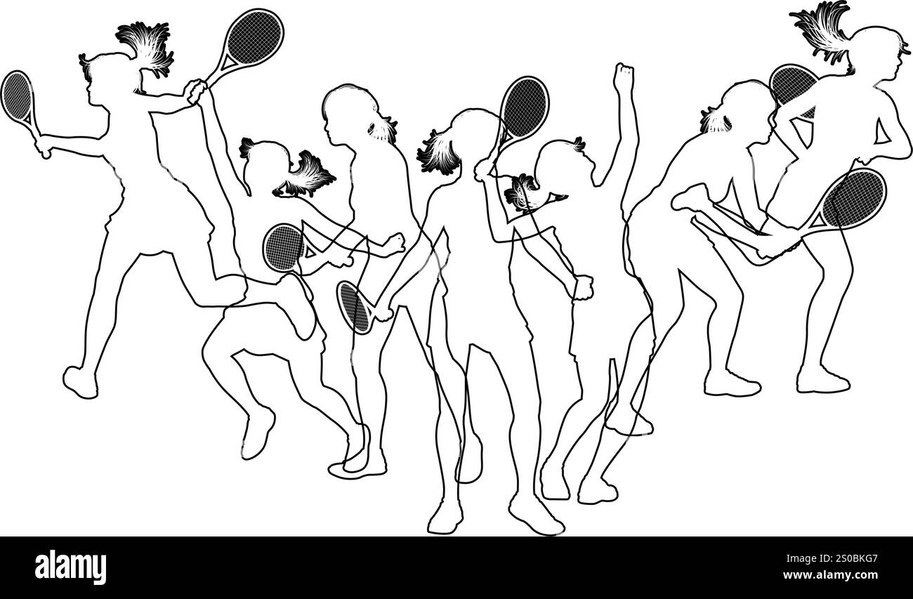Silhouette tennis Players concept silhouettes Illustration de Vecteur