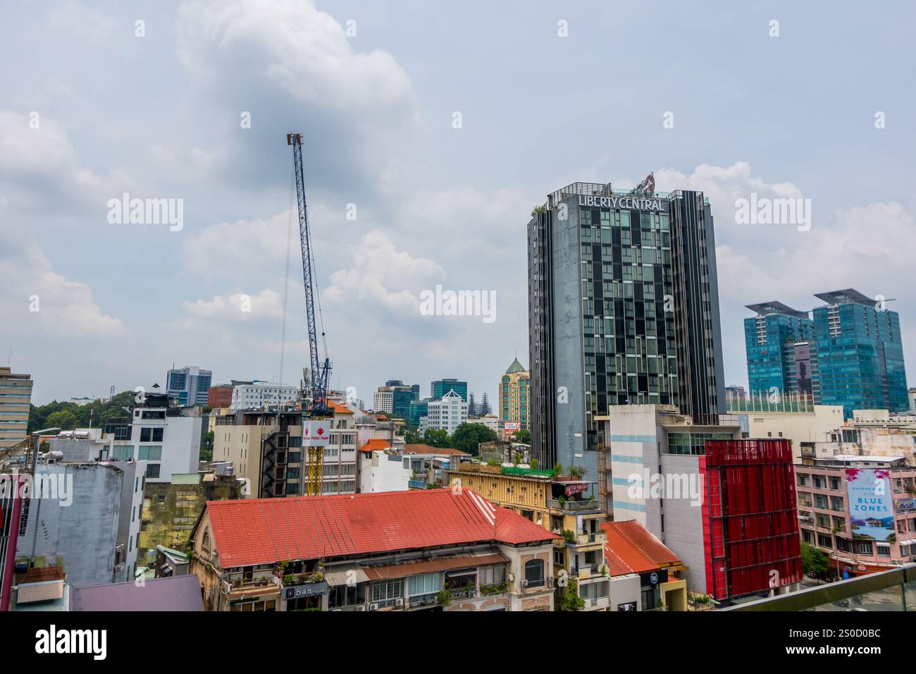 Vue aérienne du quartier central 1 Saigon - Ho Chi Minh ville, Vietnam vu du centre commercial Saigon Banque D'Images