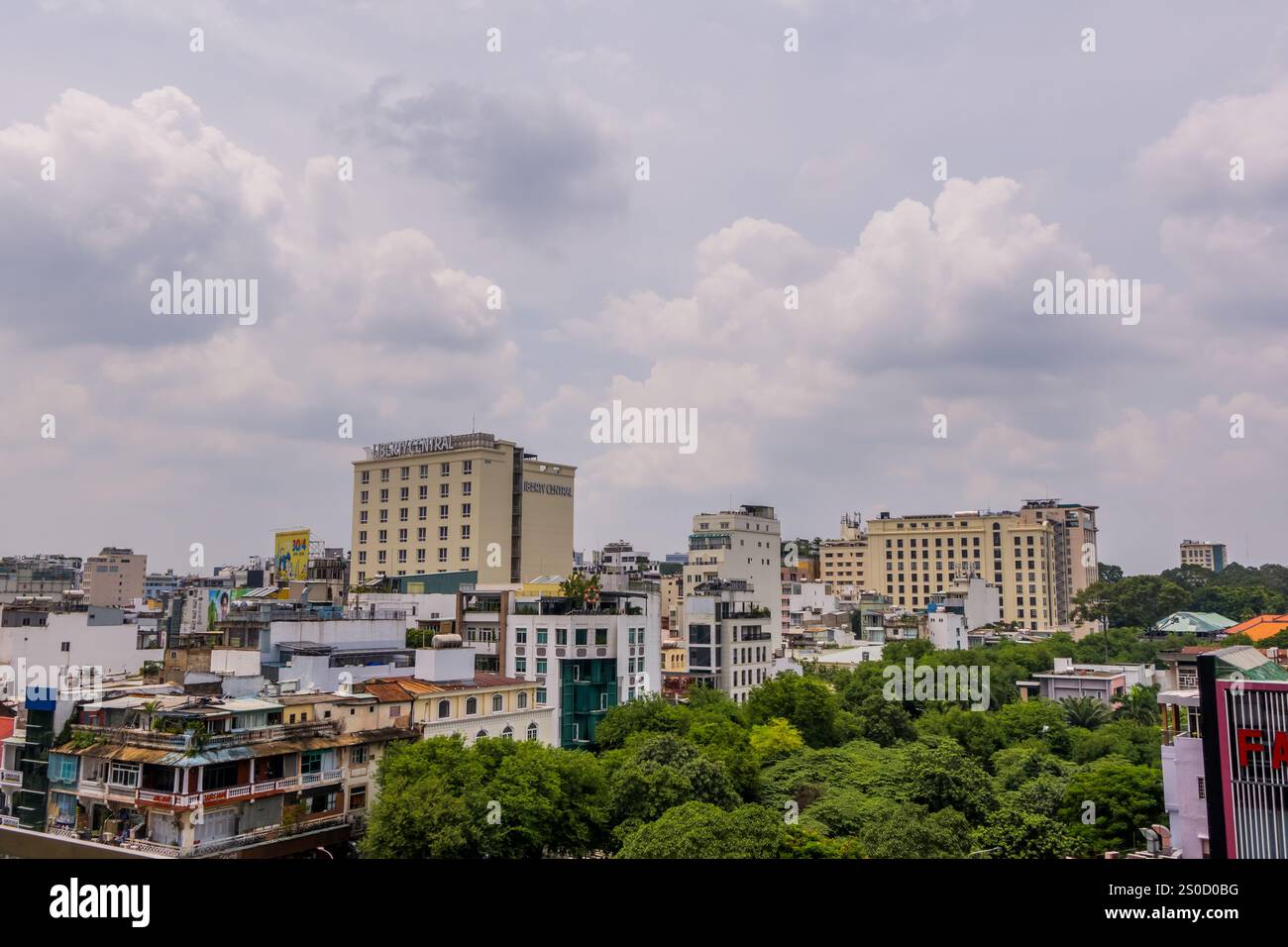 Vue aérienne du quartier central 1 Saigon - Ho Chi Minh ville, Vietnam vu du centre commercial Saigon Banque D'Images